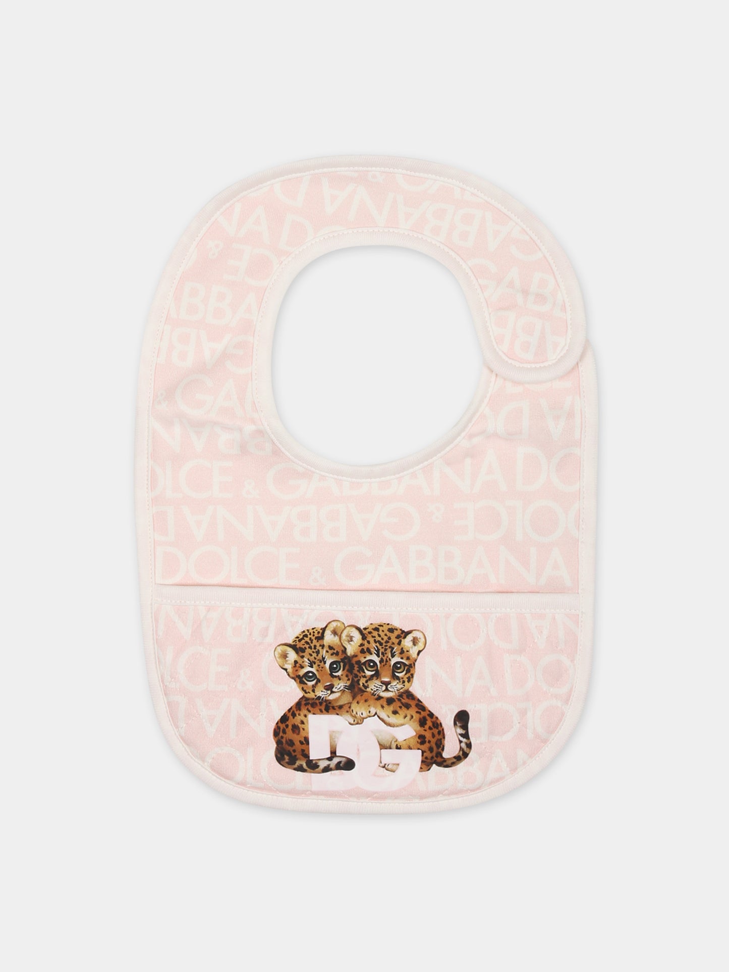 Set rosa per neonata con logo e leopardi,Dolce & Gabbana Kids,L2JO1U G7KQ6 S9000