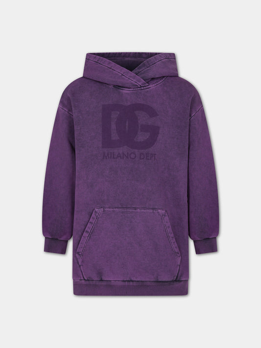 Vestito casual viola con logo,Dolce & Gabbana Kids,L5JD8C G7L1V S9000