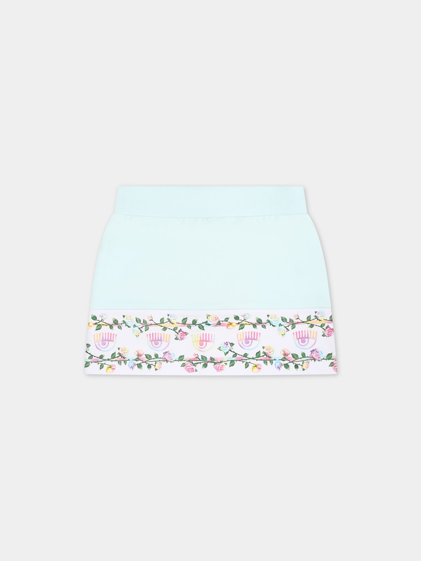 Gonna casual celeste per neonata con eyestar,Chiara Ferragni Collection,53C700 3020 052F