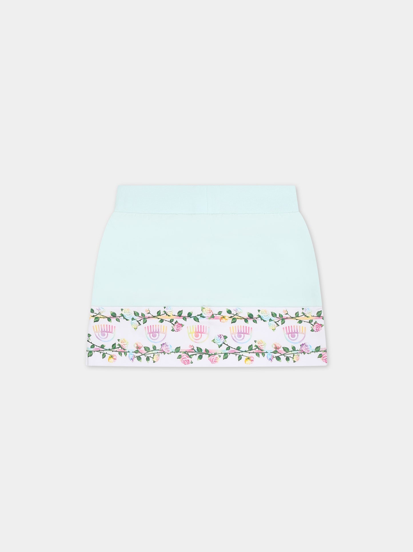 Gonna casual celeste per neonata con eyestar,Chiara Ferragni Collection,53C700 3020 052F