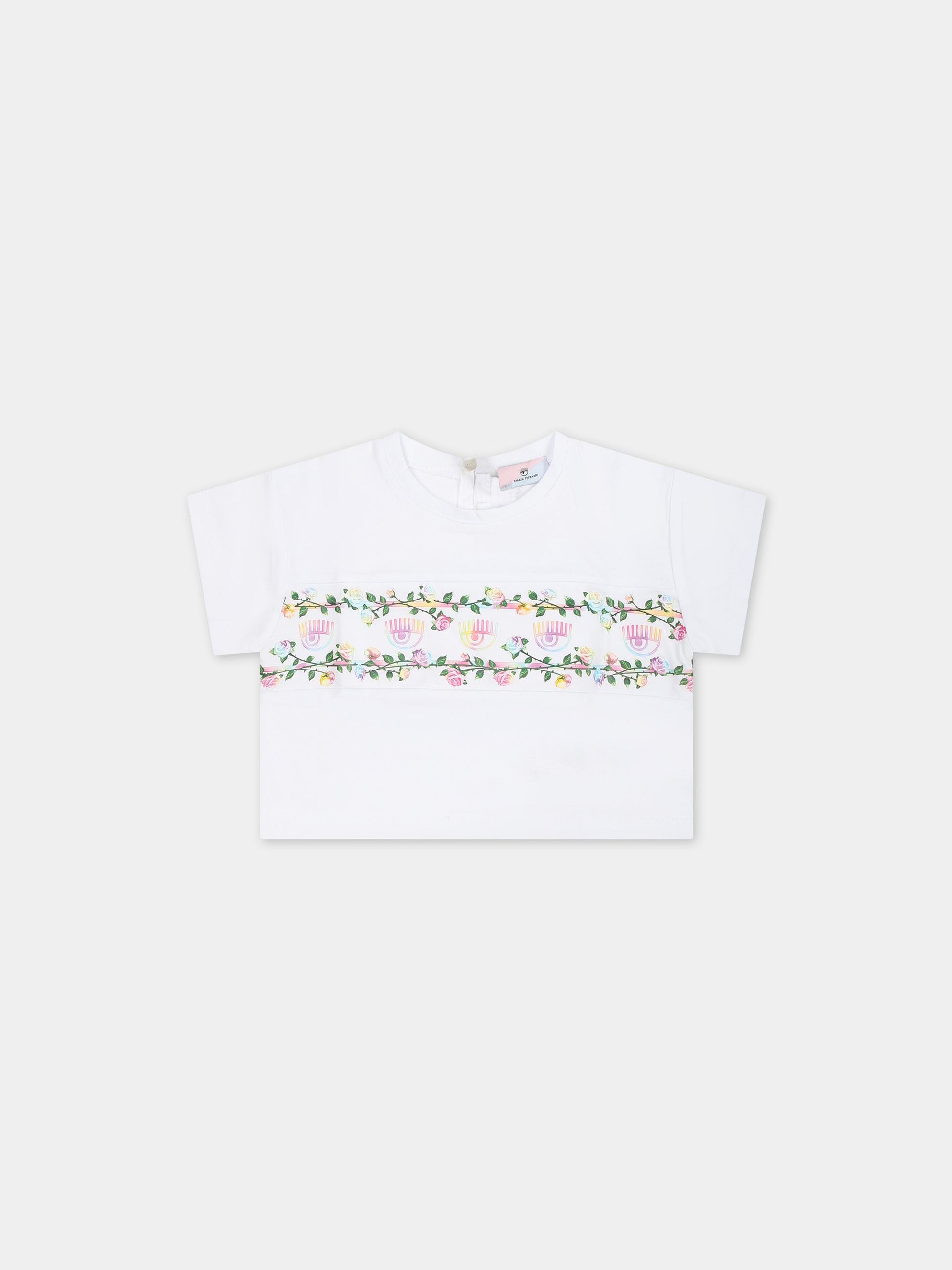 T-shirt bianca per neonata con eyestar,Chiara Ferragni Collection,53C601 3021 0099