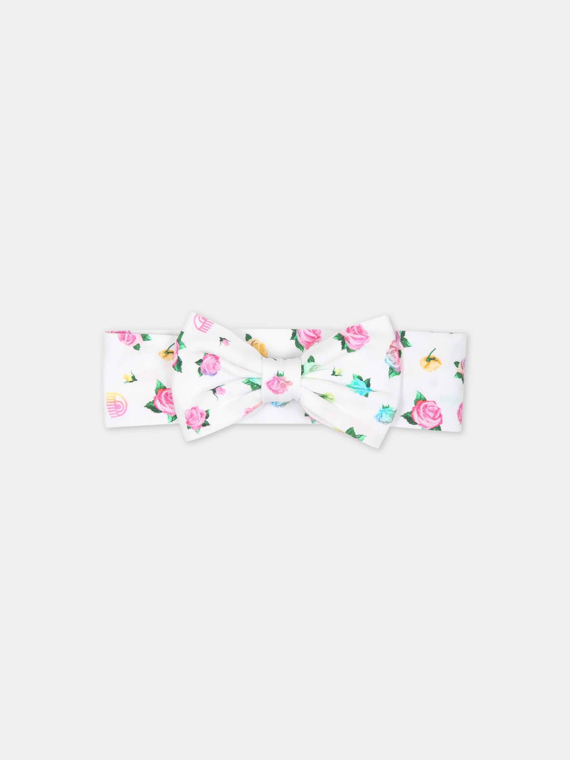 Fascia bianca per neonata con fiori,Chiara Ferragni Collection,53C000 3660 9984