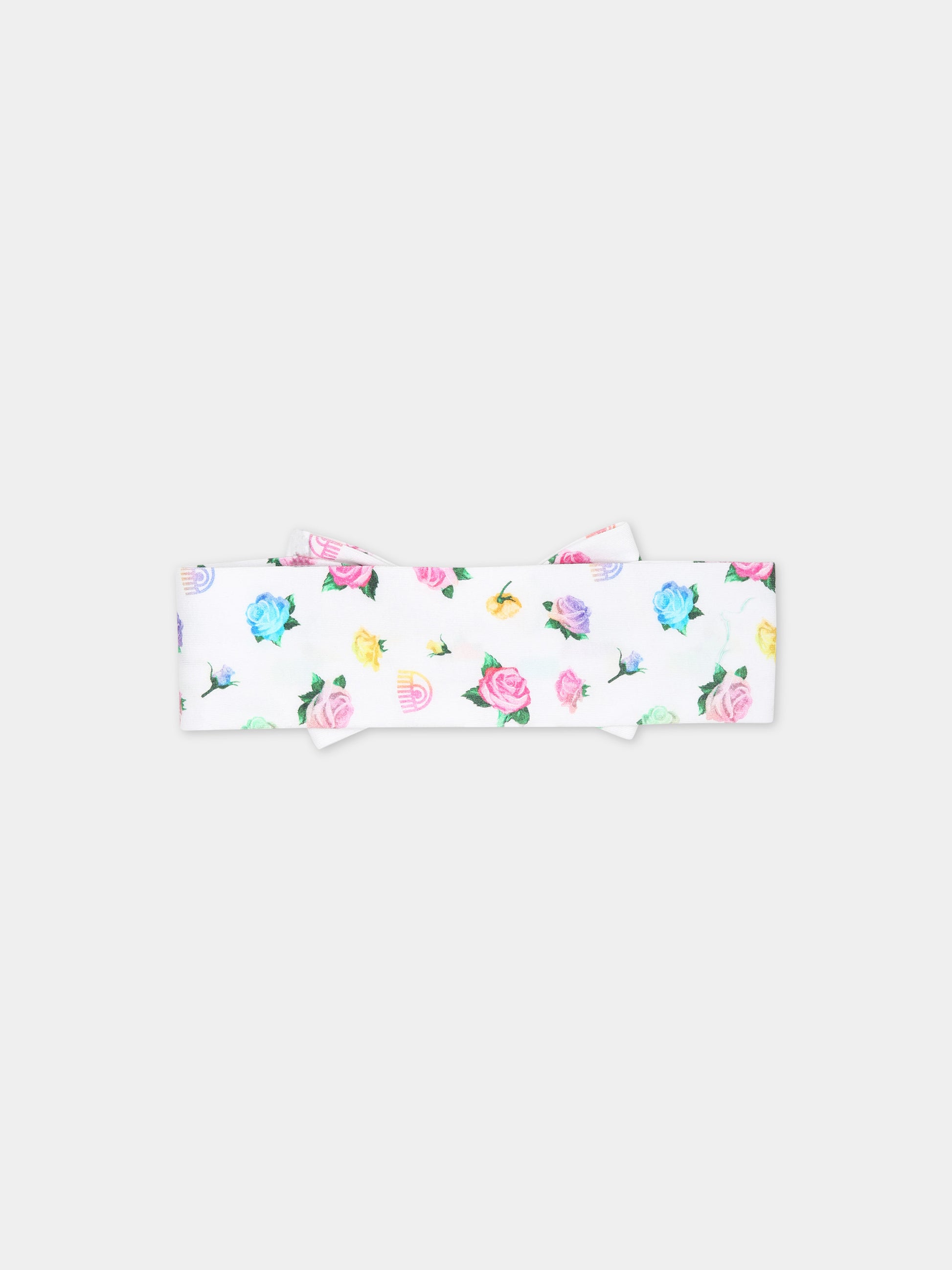 Fascia bianca per neonata con fiori,Chiara Ferragni Collection,53C000 3660 9984