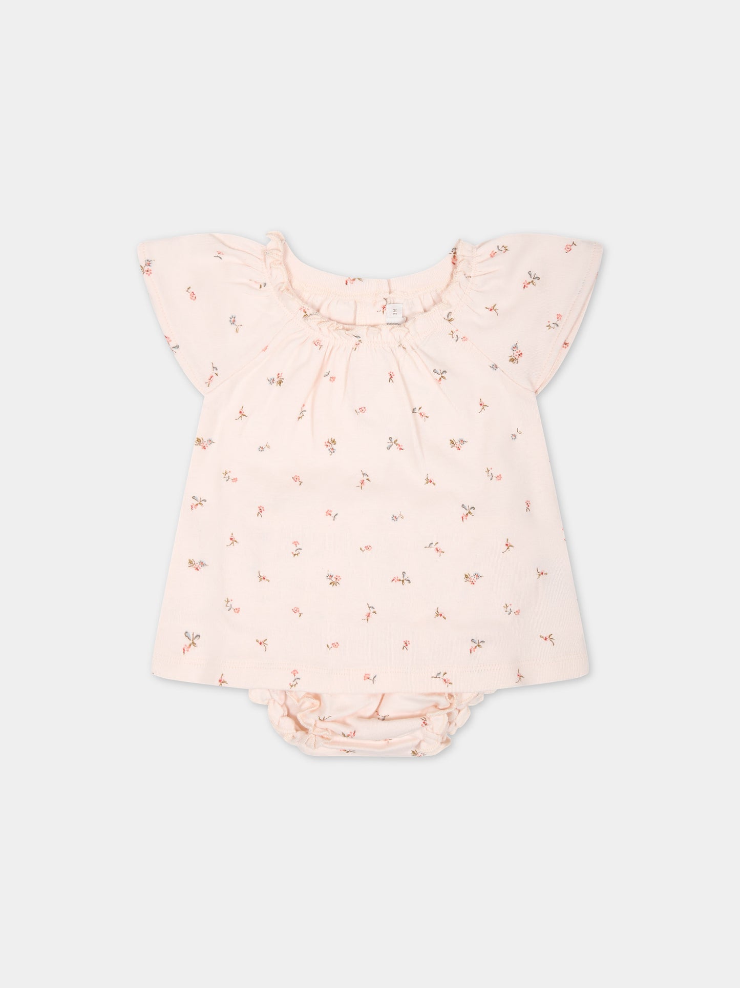 Completo rosa per neonata con fantasia floreale all-over,Bonpoint,S04NNIK00004 625B