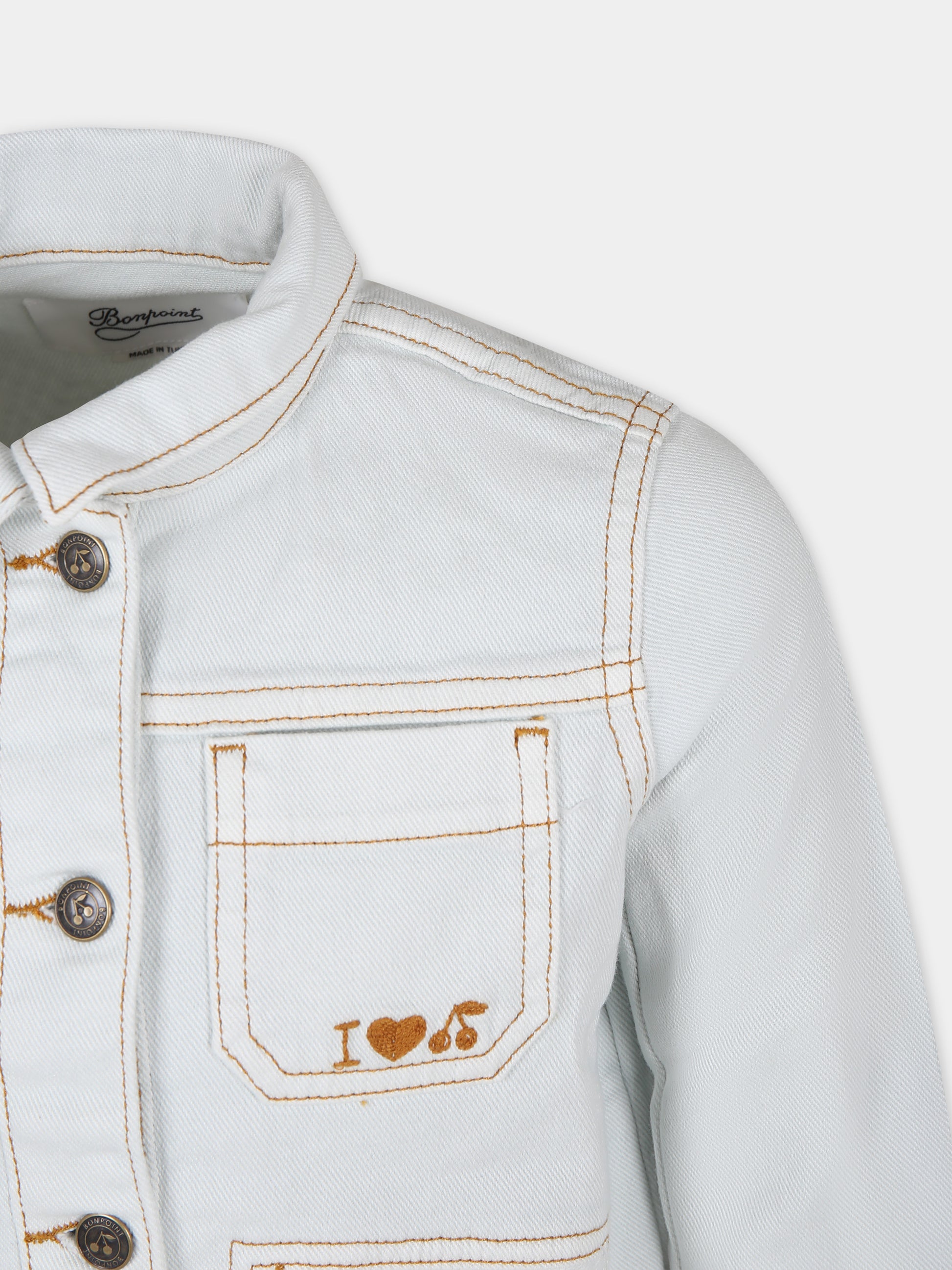 Giubbotto di jeans in denim per bambina con ciliegia,Bonpoint,S04GJAW00006 012