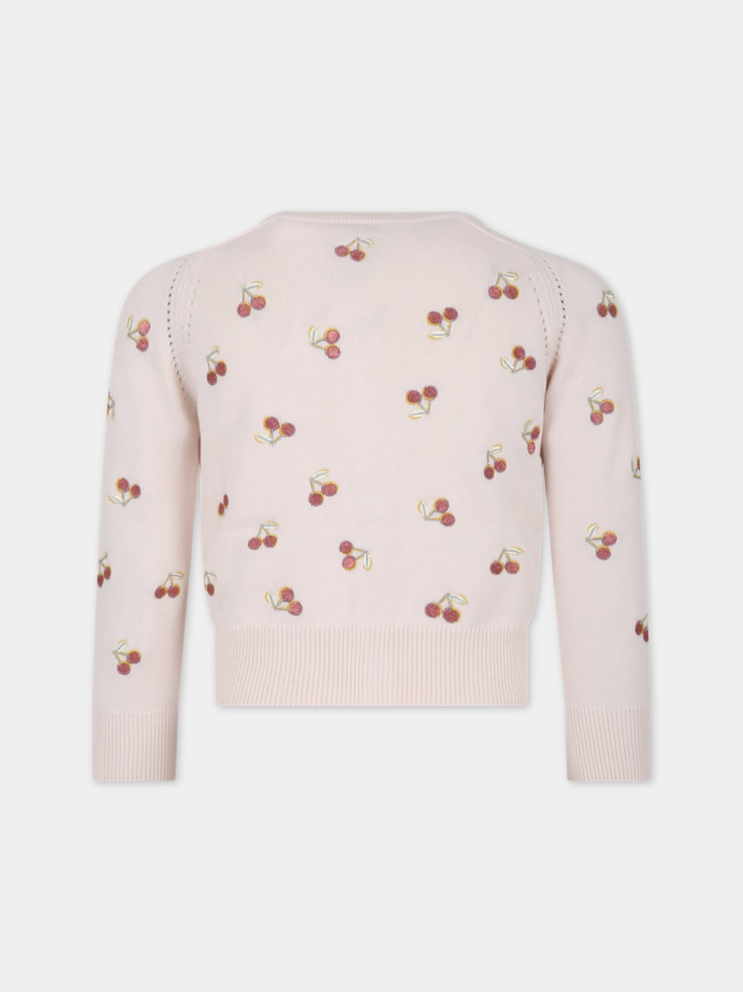Cardigan rosa per bambina con ciliegie,Bonpoint,S04GCAK00004 120