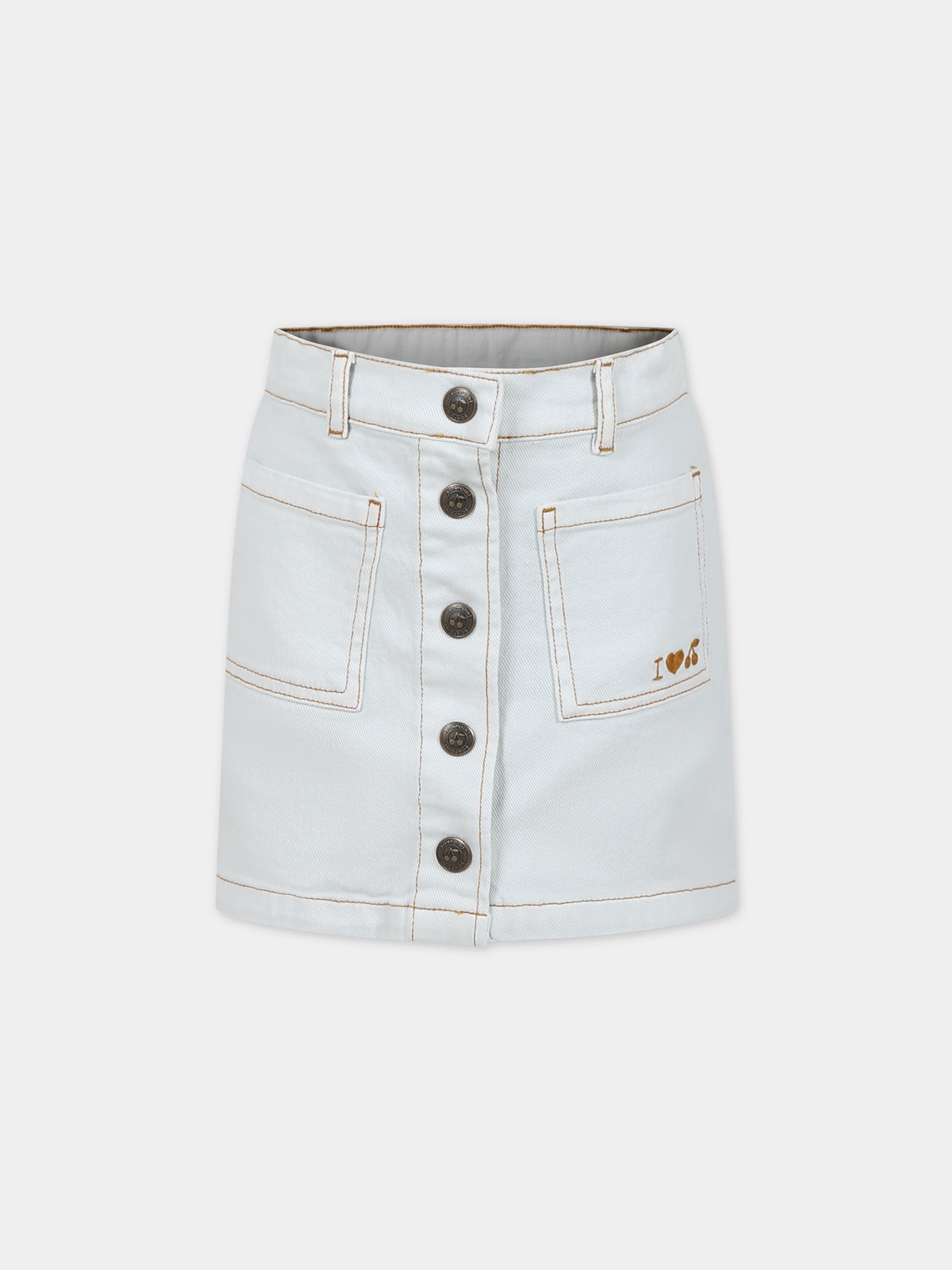 Gonna in denim per bambina con bottoni sulla parte anteriore,Bonpoint,S04GSKW00052 012