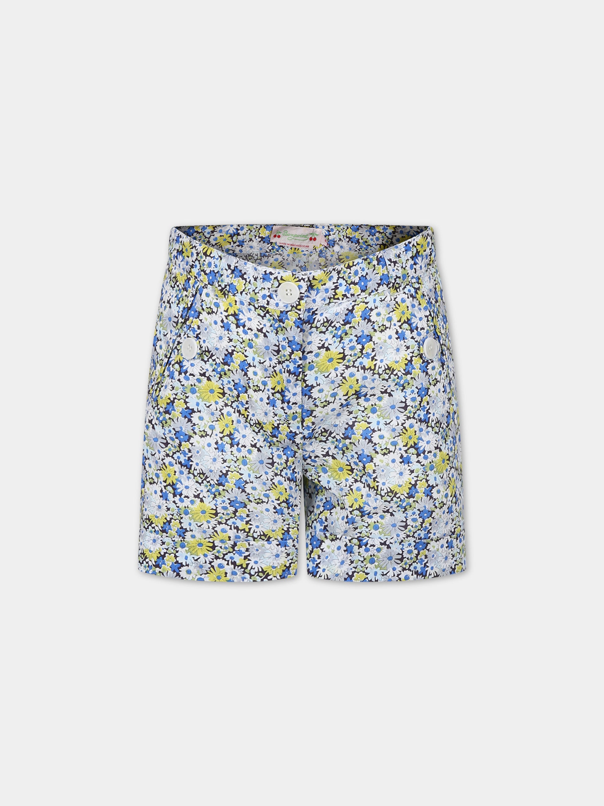 Shorts ceelsti per bambina con stampa fiori,Bonpoint,S04GBEW00007 515