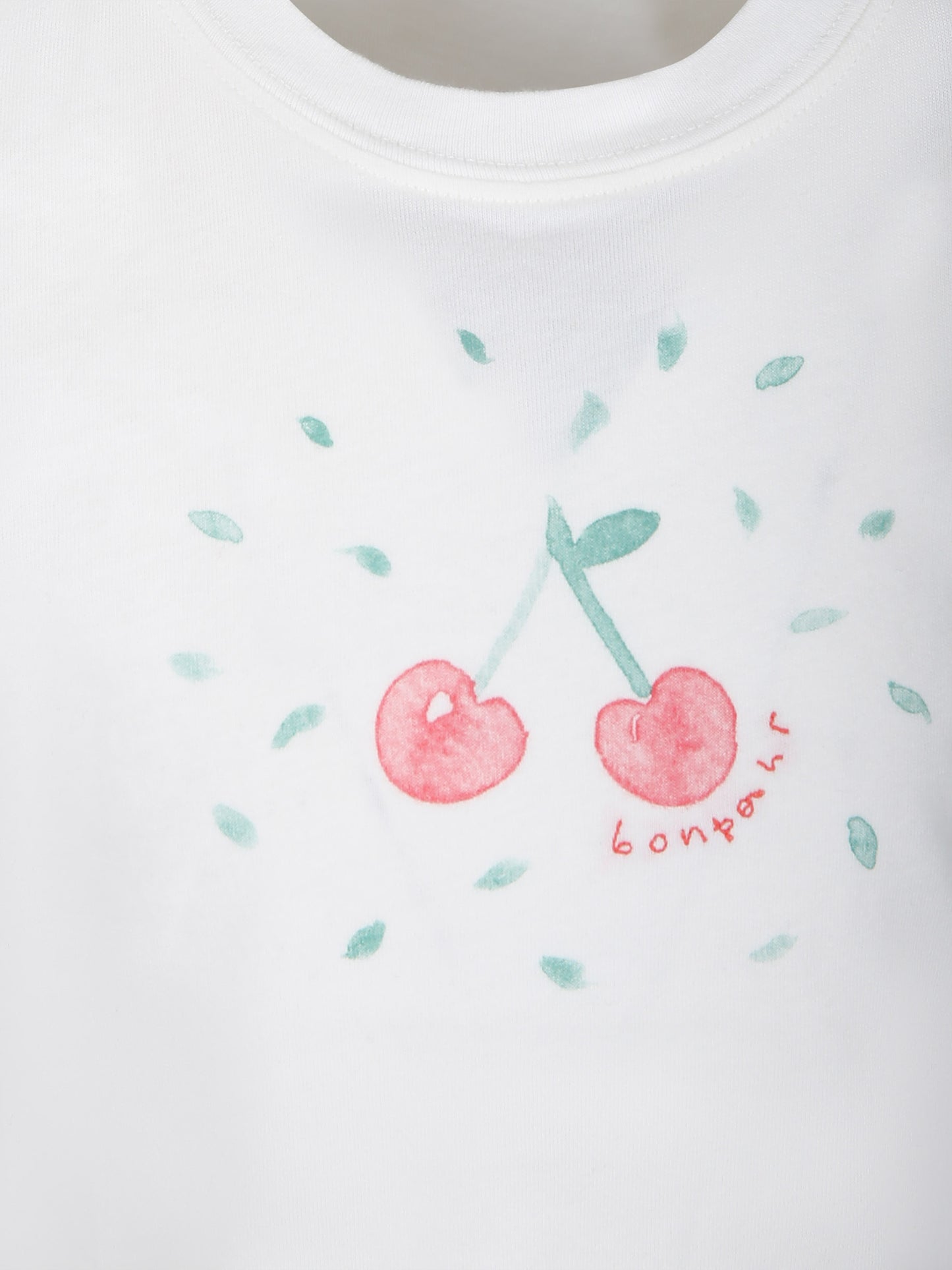 T-shirt bianca per bambina con ciliegie iconiche,Bonpoint,S04GTSK00023 102