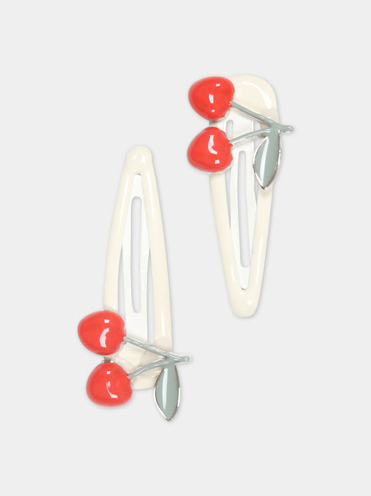 Fermagli per capelli avorio per bambina con ciliegie iconiche,Bonpoint,S04GHAW00021 002