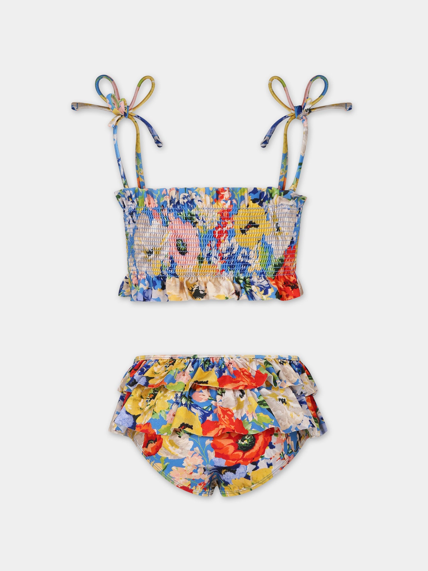 Bikini azzurro per bambina con stampa floreale,Zimmermann,9007WRS241 BLUE FLORAL