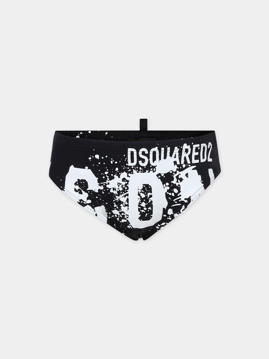 Slip mare nero per bambino con logo,Dsquared2,DQ2324 D000V D2M108M DQ900