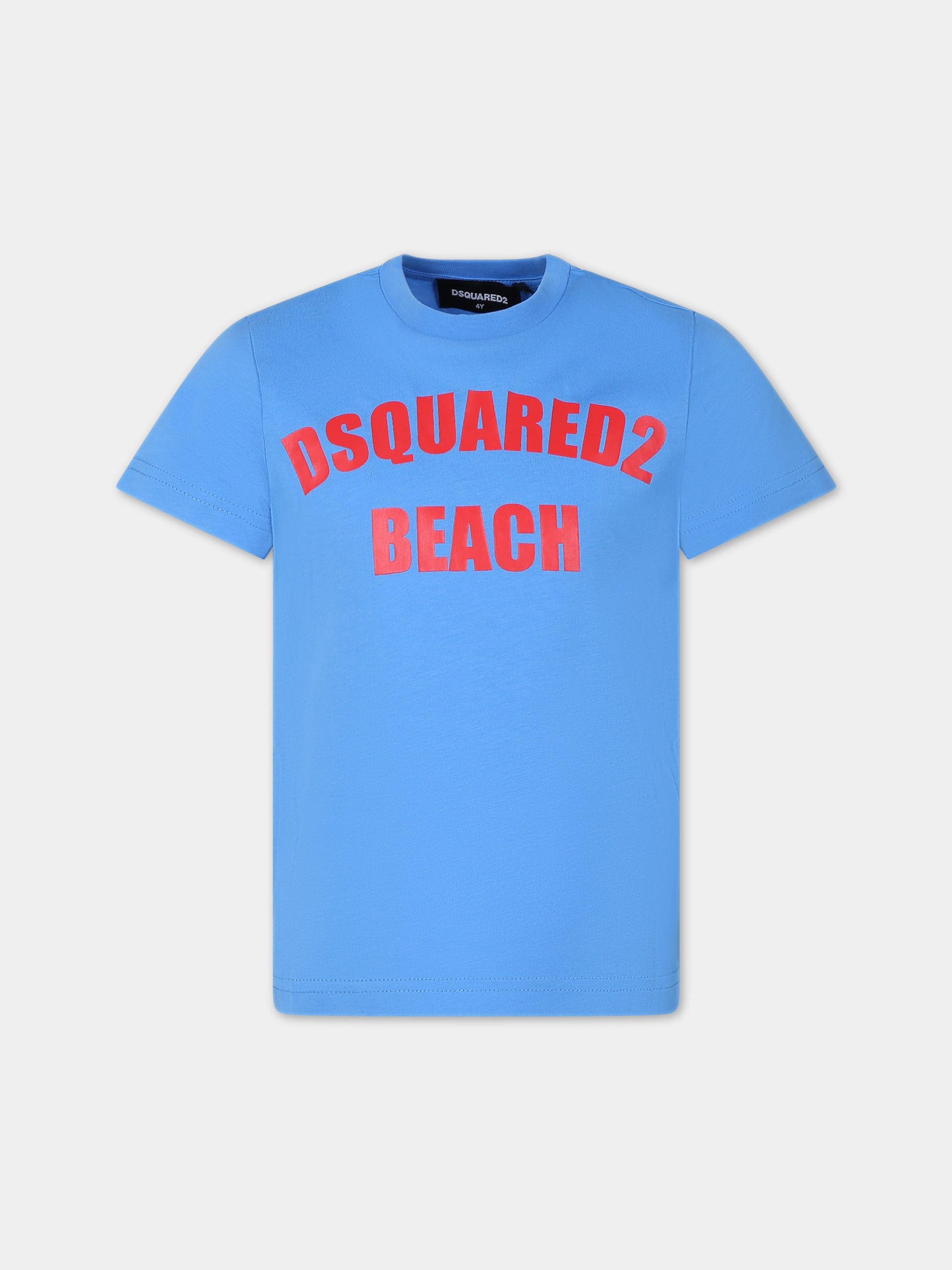 T-shirt azzurra per bambino con logo,Dsquared2,DQ2328 D0A47 D2MT18U DQ826