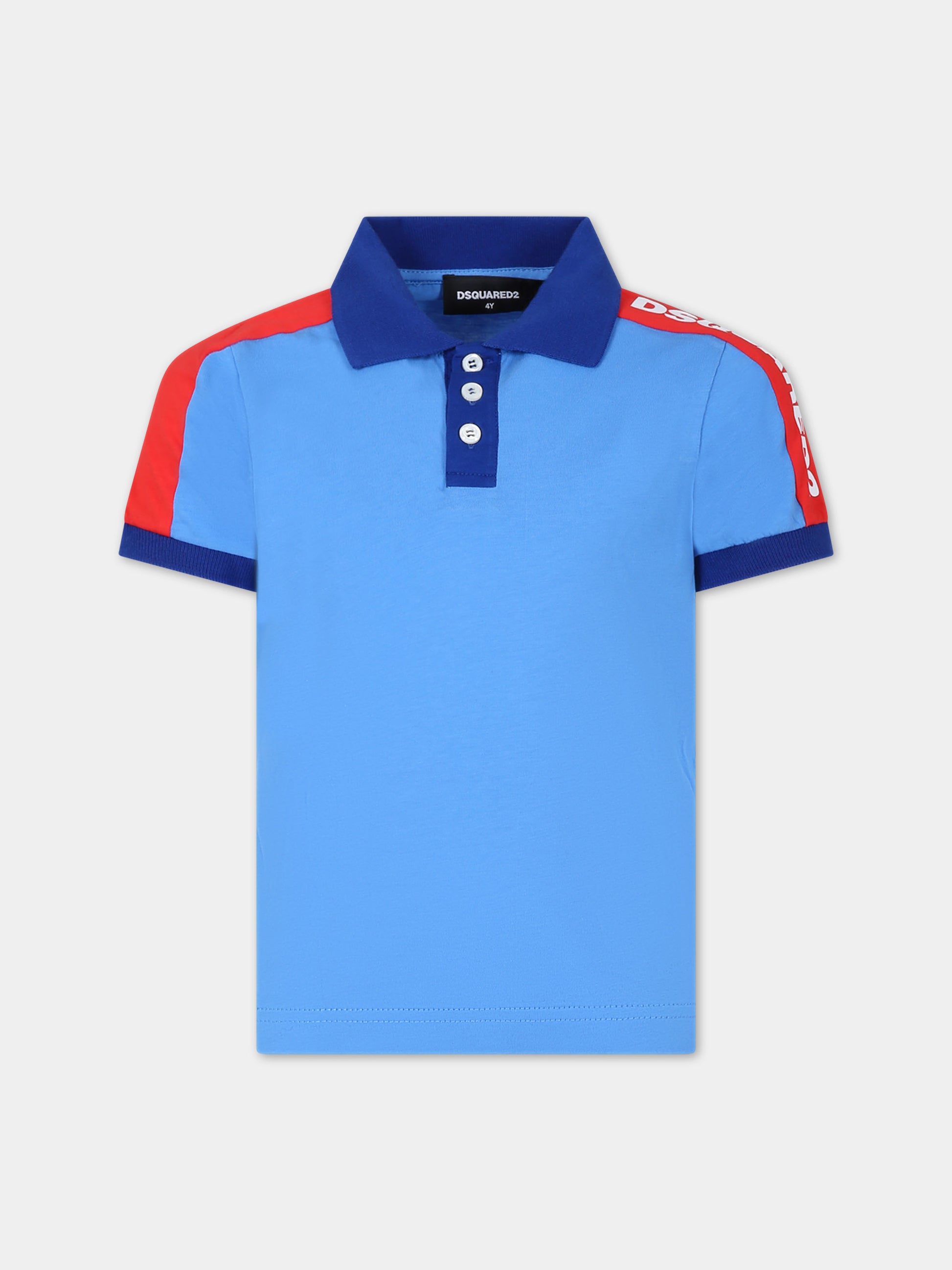 Polo azzurra per bambino con logo,Dsquared2,DQ2330 D0A47 D2MT16M DQ826