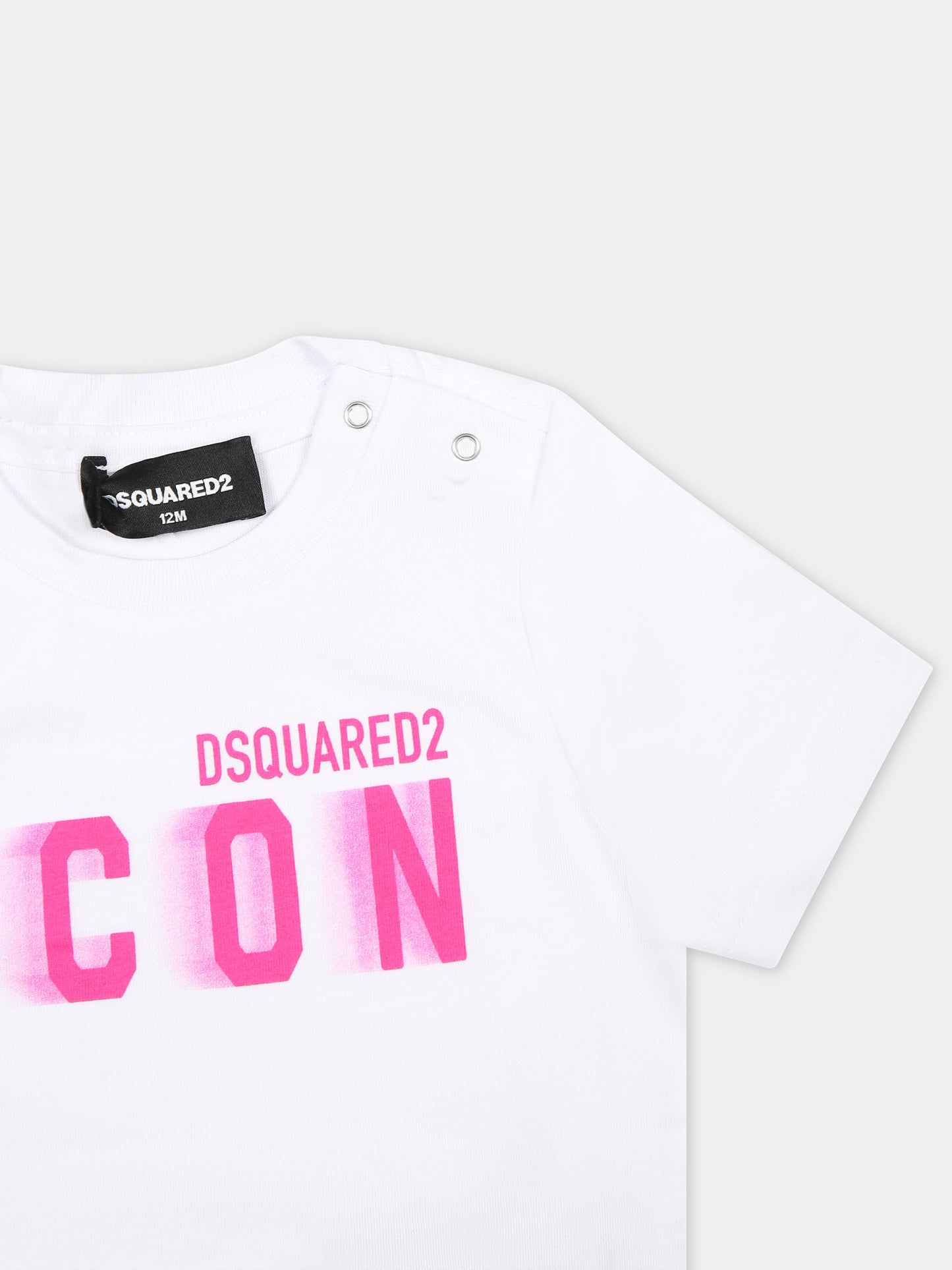 T-shirt bianca per neonata con logo,Dsquared2,DQ2394 D00MV D2T1072B DQ10H