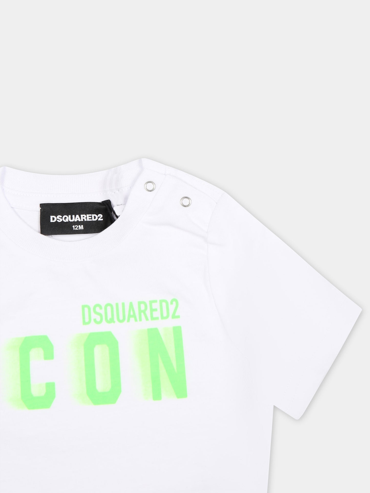 T-shirt bianca per neonato con logo,Dsquared2,DQ2394 D00MV D2T1072B DQ10Y