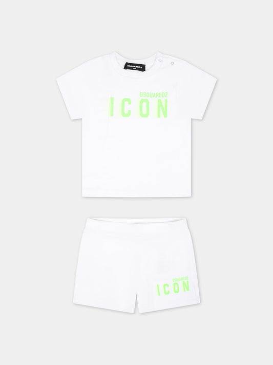 Completo sportivo bianco per neonato con logo,Dsquared2,DQ2395 D0A8U D2S8B DQ10Y