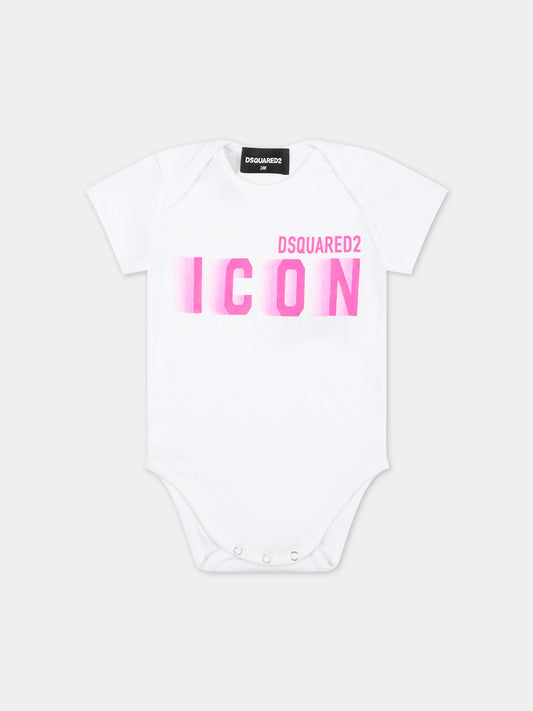 Body bianco per neonato con logo,Dsquared2,DQ2399 D0A8U D2U174B DQ10H