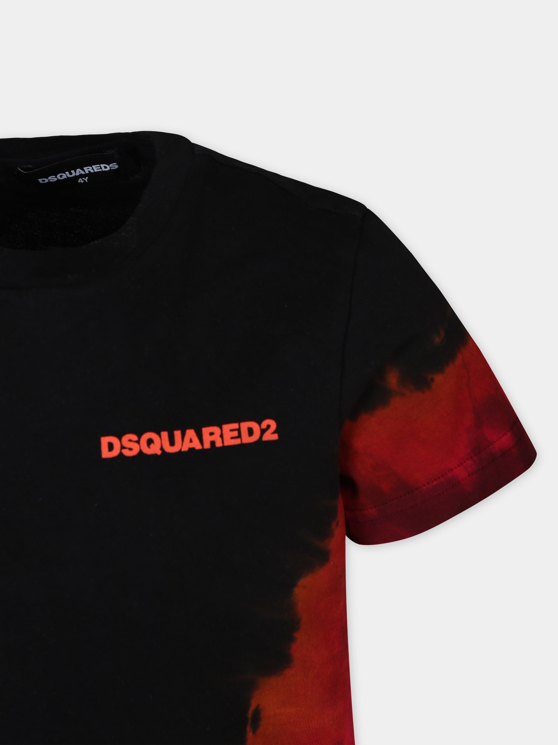T-shirt nera per bambino con logo,Dsquared2,DQ2388 D0A9A D2T1074U DQ900