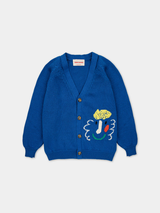 Cardigan blu per bambini con fantasia ricamata,Bobo Choses,124AC138