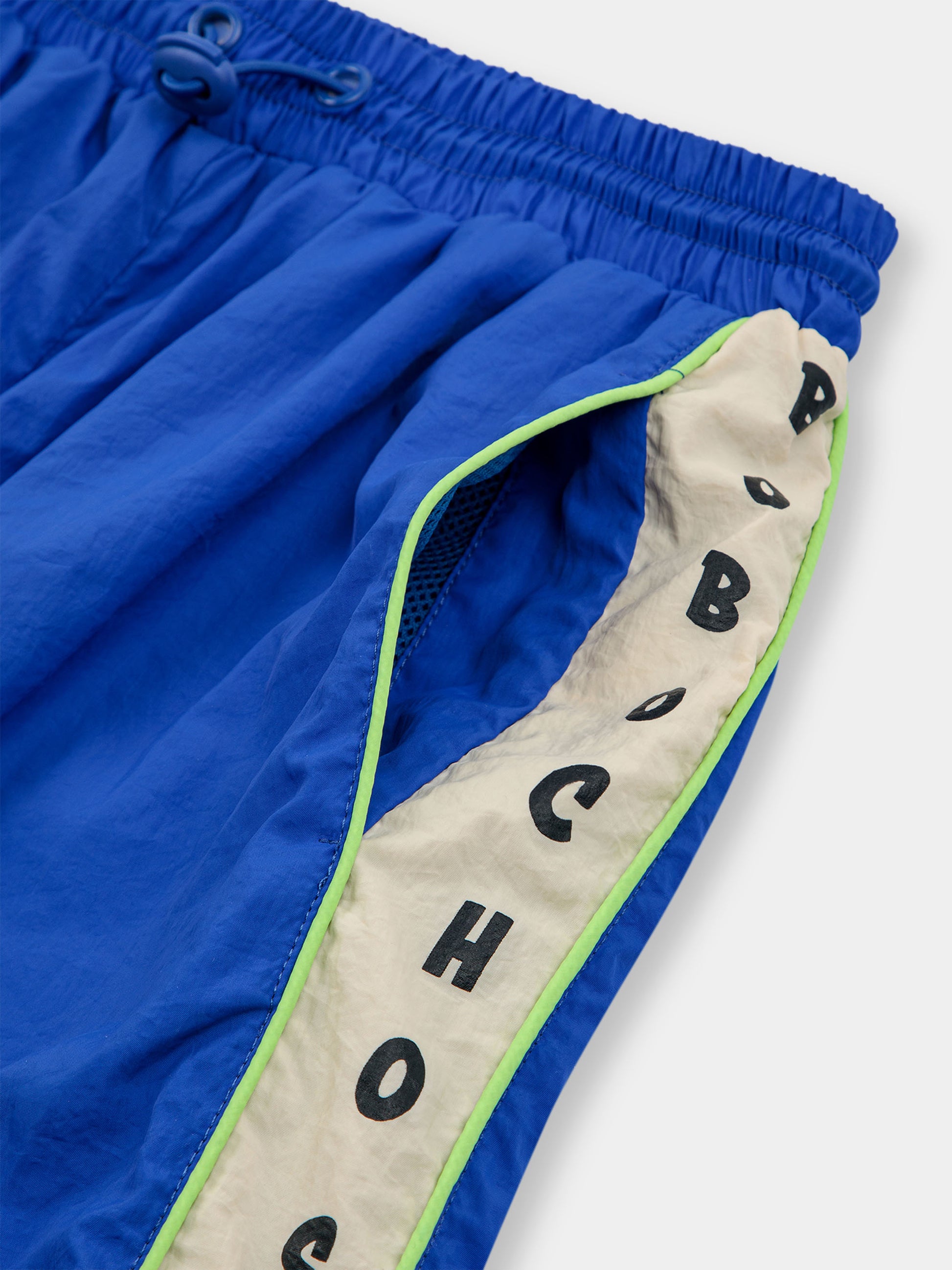 Pantaloni blu per bambino con bande laterali e logo,Bobo Choses,124AC105