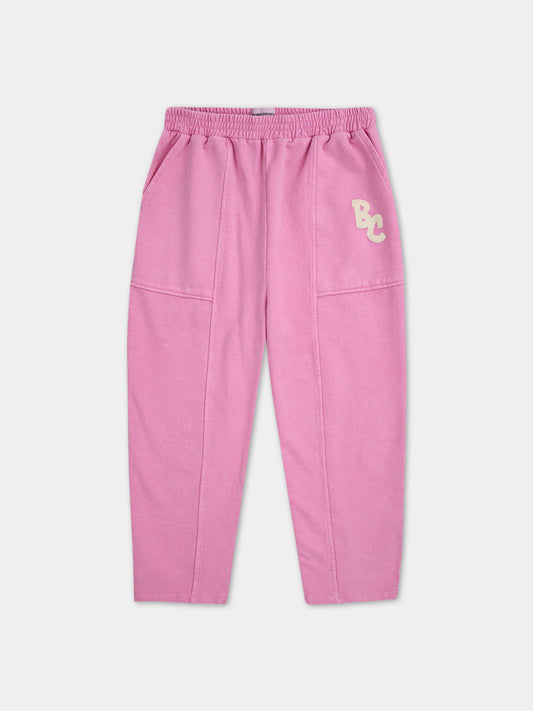 Pantaloni rosa per bambina con logo,Bobo Choses,124AC104
