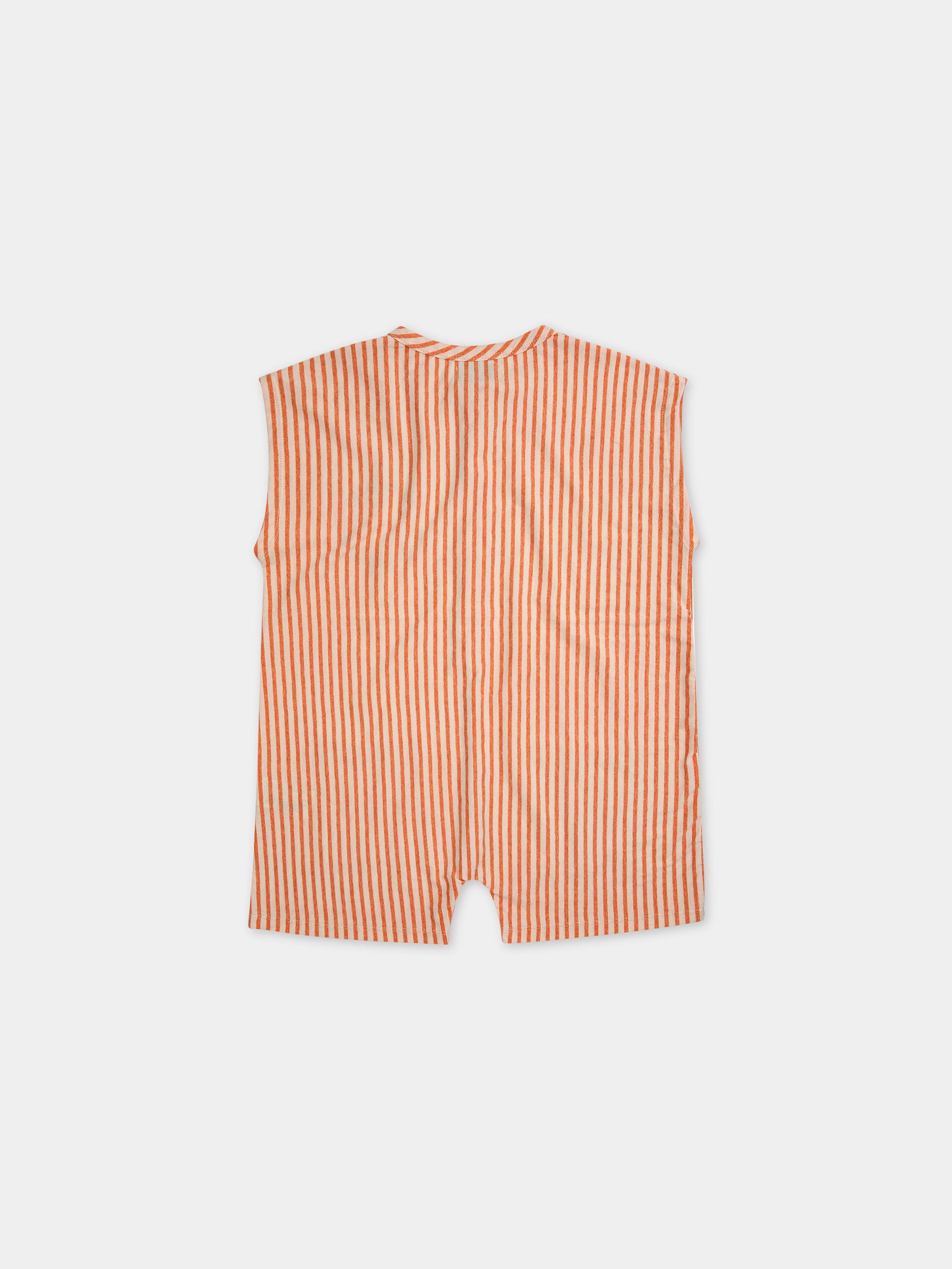 Tuta arancione per bambina con righe e logo,Bobo Choses,124AC118