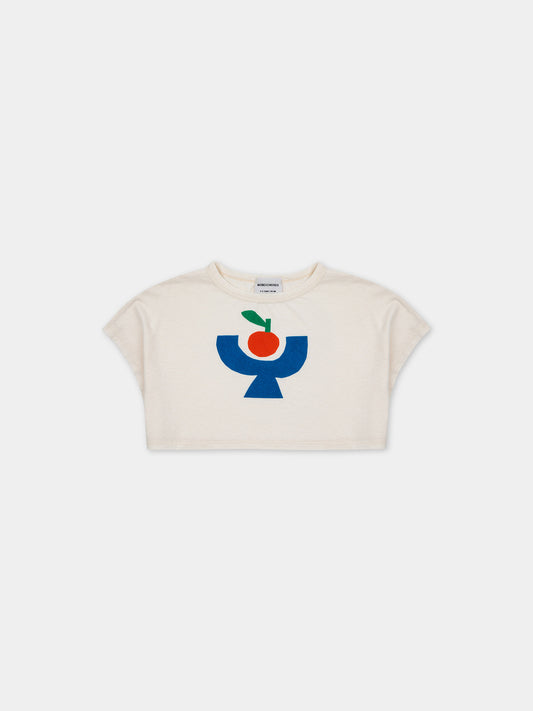 T-shirt avorio per bambina con stampa multicolor,Bobo Choses,124AC020