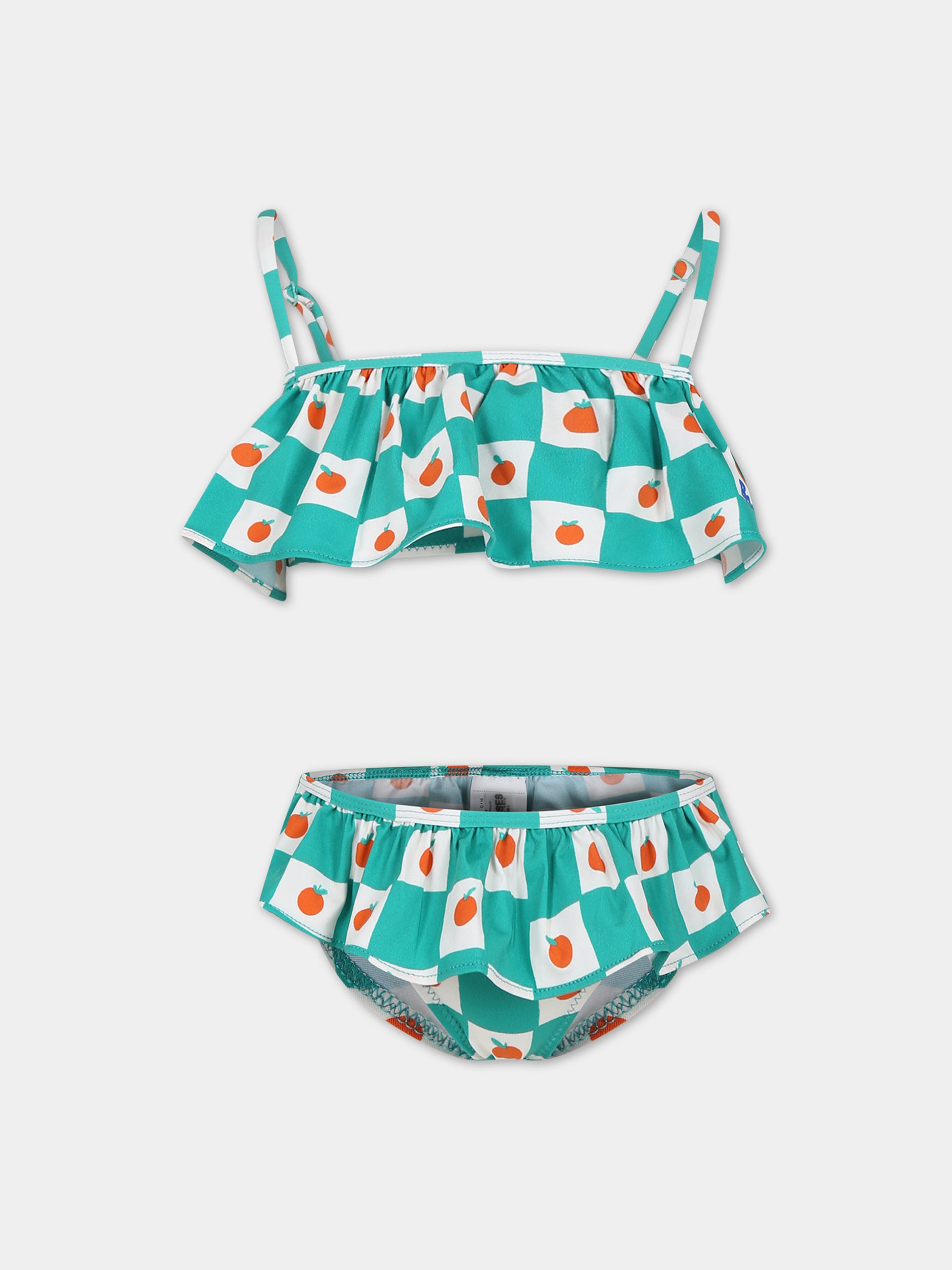 Bikini verde per bambina con pomodori,Bobo Choses,124AC146