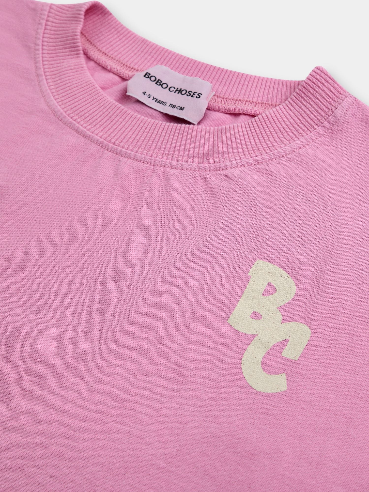 T-shirt rosa per bambina con logo,Bobo Choses,124AC015
