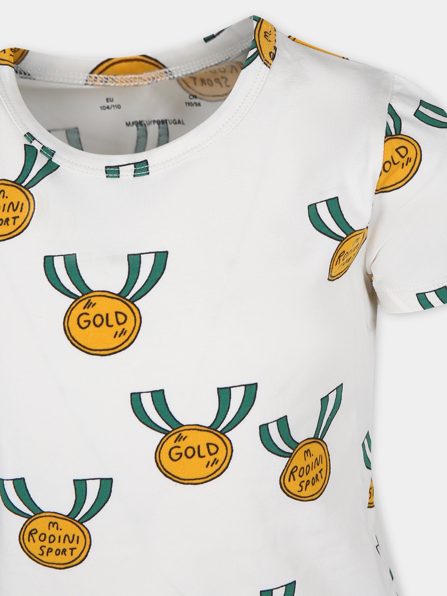 T-shirt avorio per bambini con medaglie,Mini Rodini,2422014997