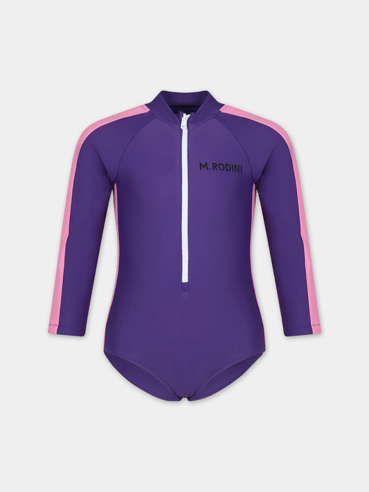 Costume Anti UV viola per bambina con logo,Mini Rodini,2428010845