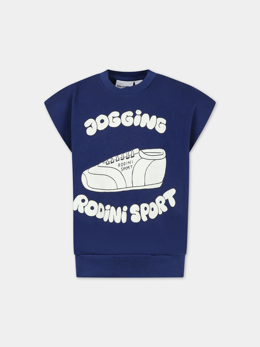 Felpa blu per bambini con stampa sneakers da jogging,Mini Rodini,2422011360
