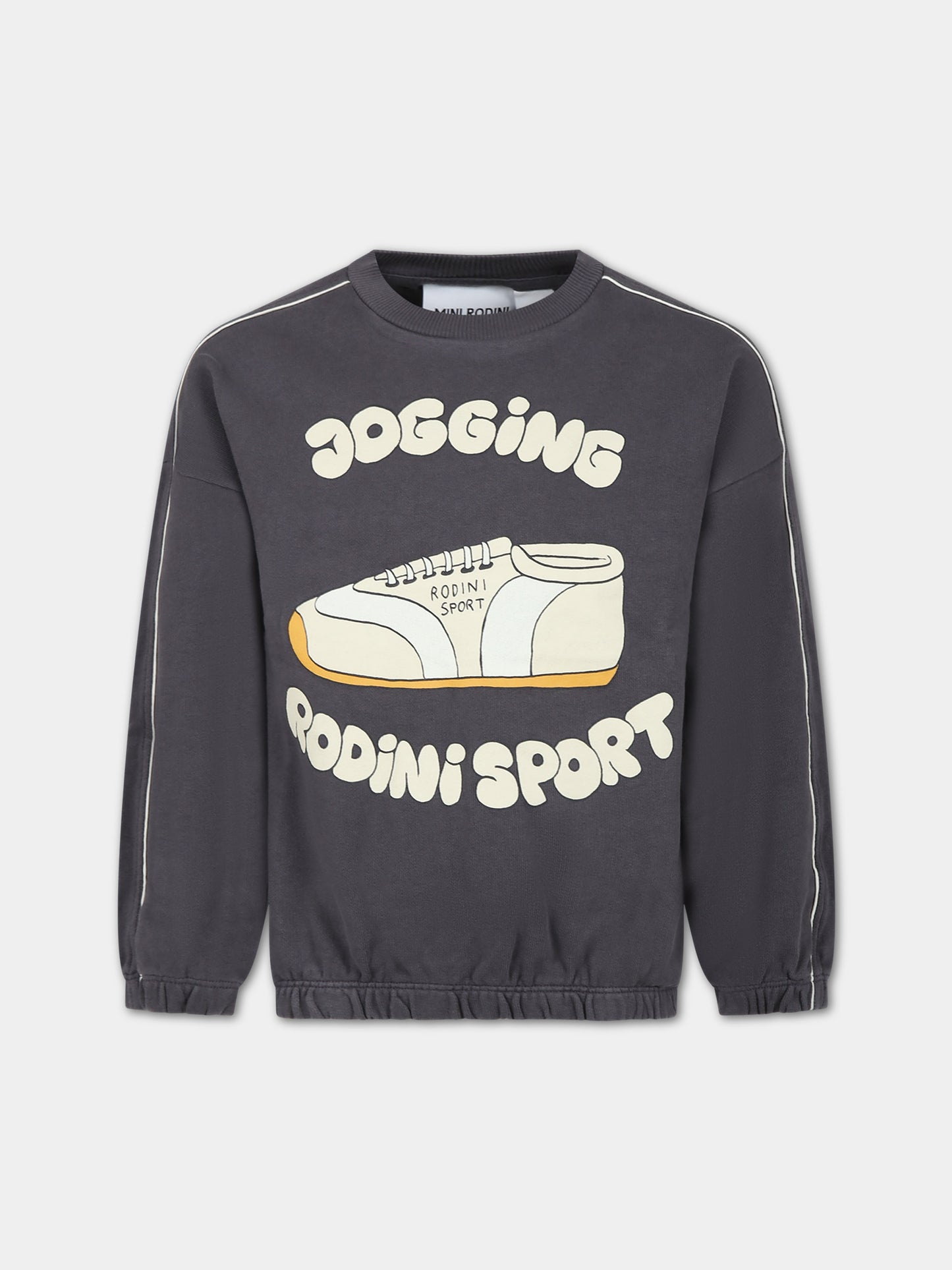 Felpa grigia per bambini con stampa sneakers da jogging,Mini Rodini,2422011297