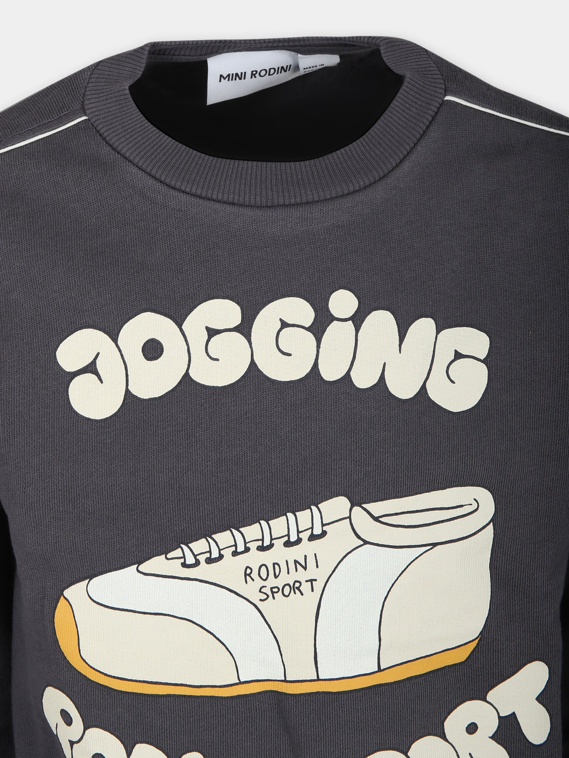 Felpa grigia per bambini con stampa sneakers da jogging,Mini Rodini,2422011297