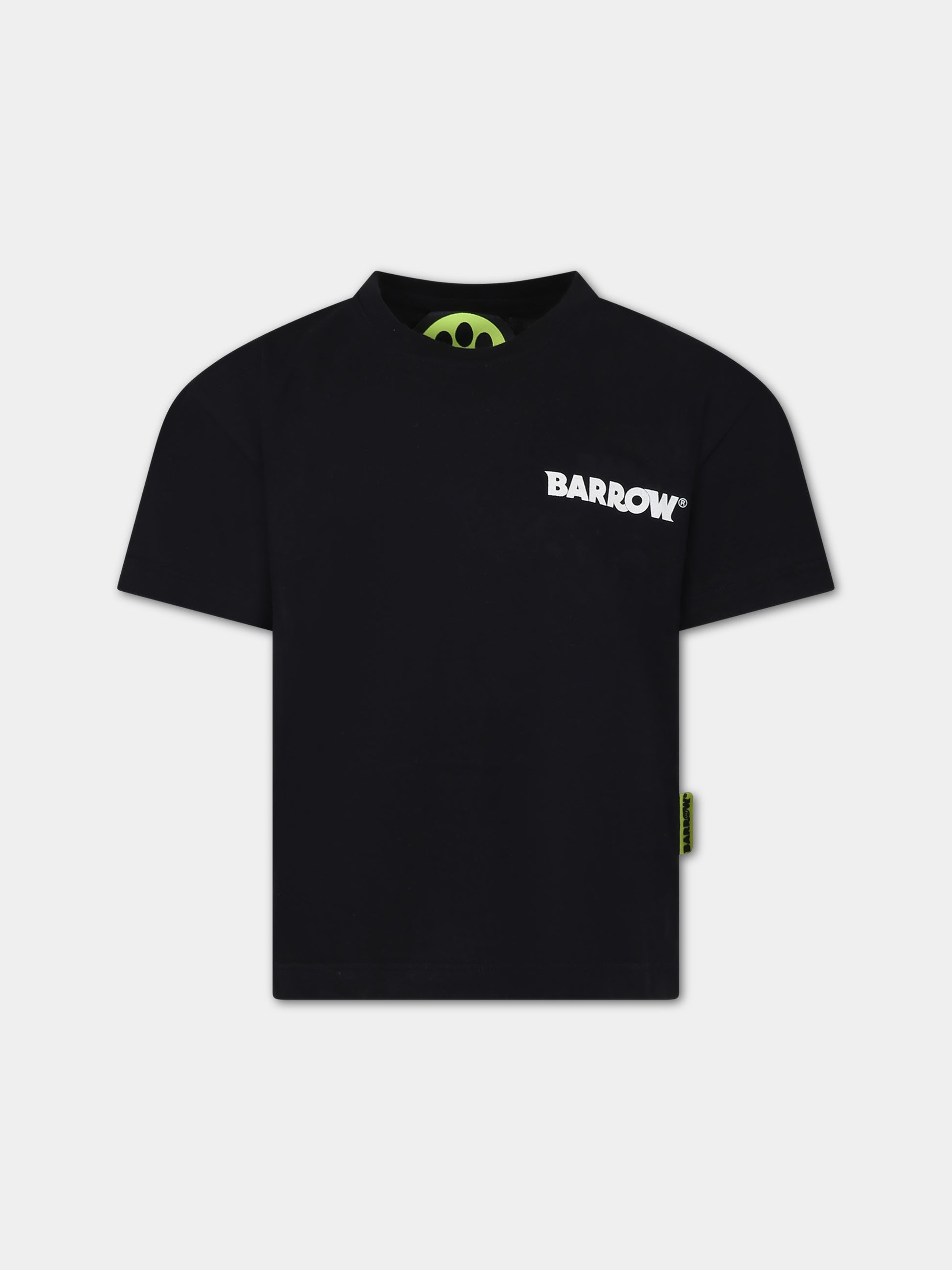T-shirt nera per bambini con smile e logo,Barrow,S4BKJUTH096 110