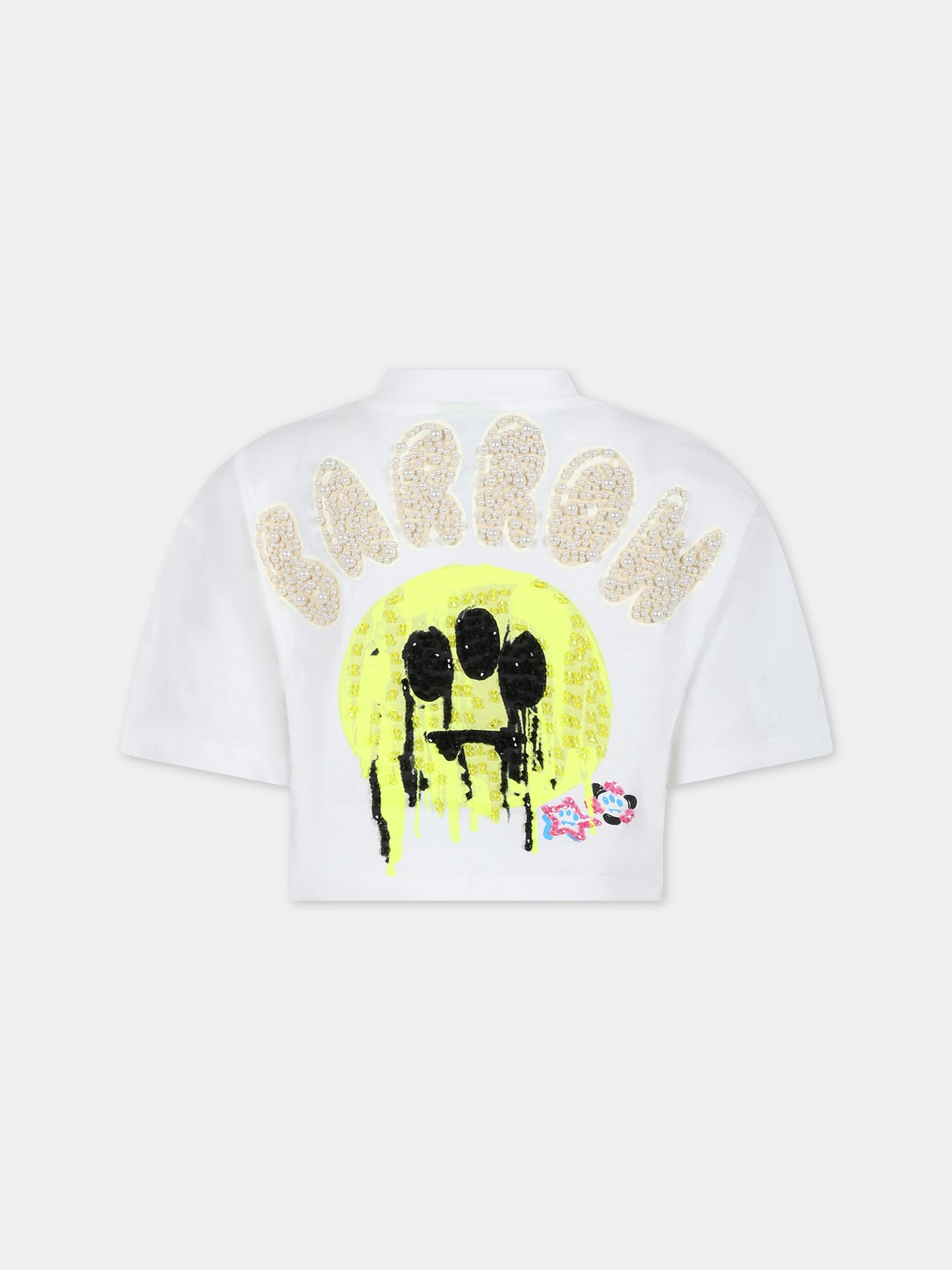 T-shirt bianca per bambina con smile,Barrow,S4BKJGTH122 002