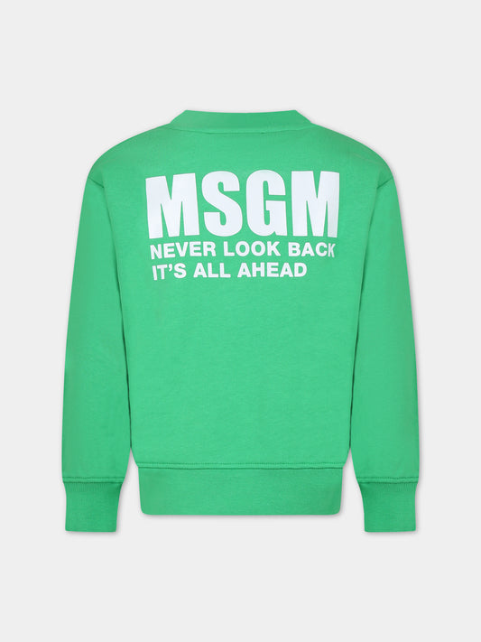 Felpa verde per bambini con logo,Msgm Kids,S4MSJUSW013 080