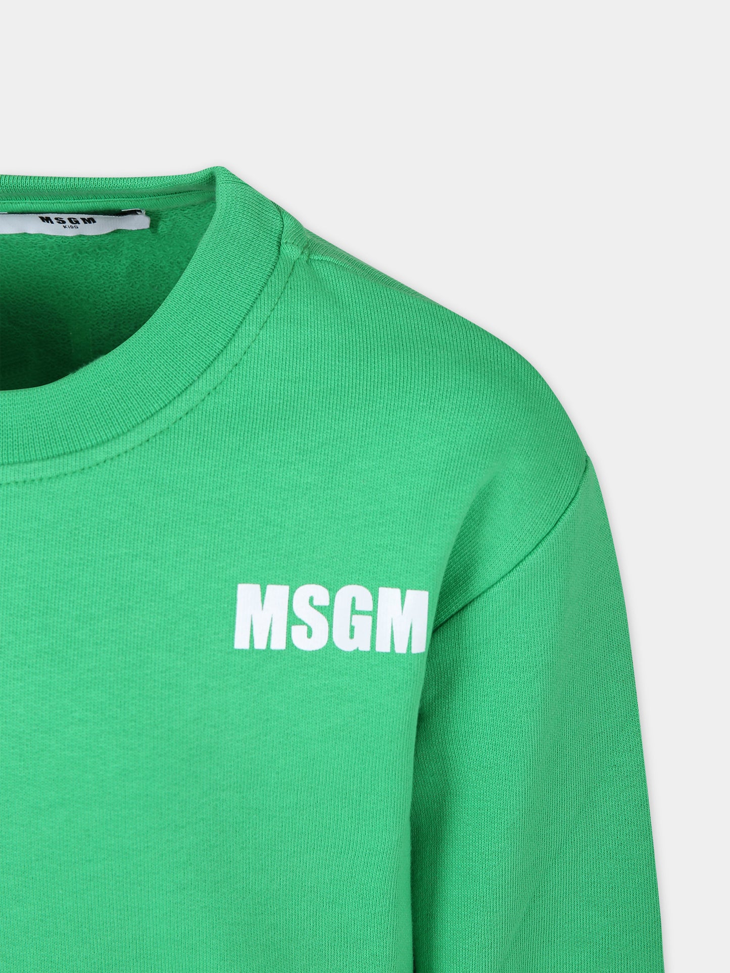 Felpa verde per bambini con logo,Msgm Kids,S4MSJUSW013 080