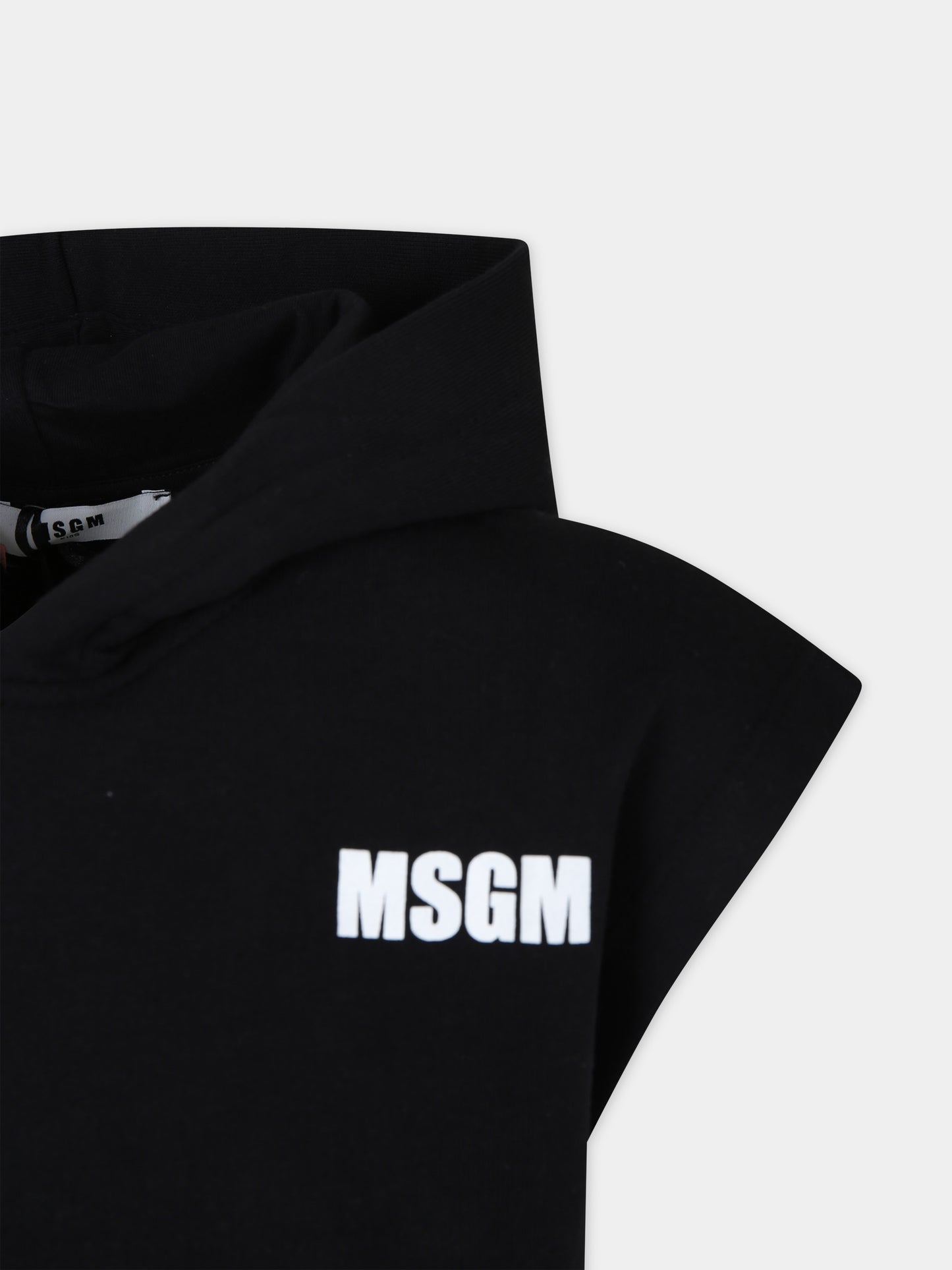 Felpa nera per bambina con logo e scritta,Msgm Kids,S4MSJGHS008 110