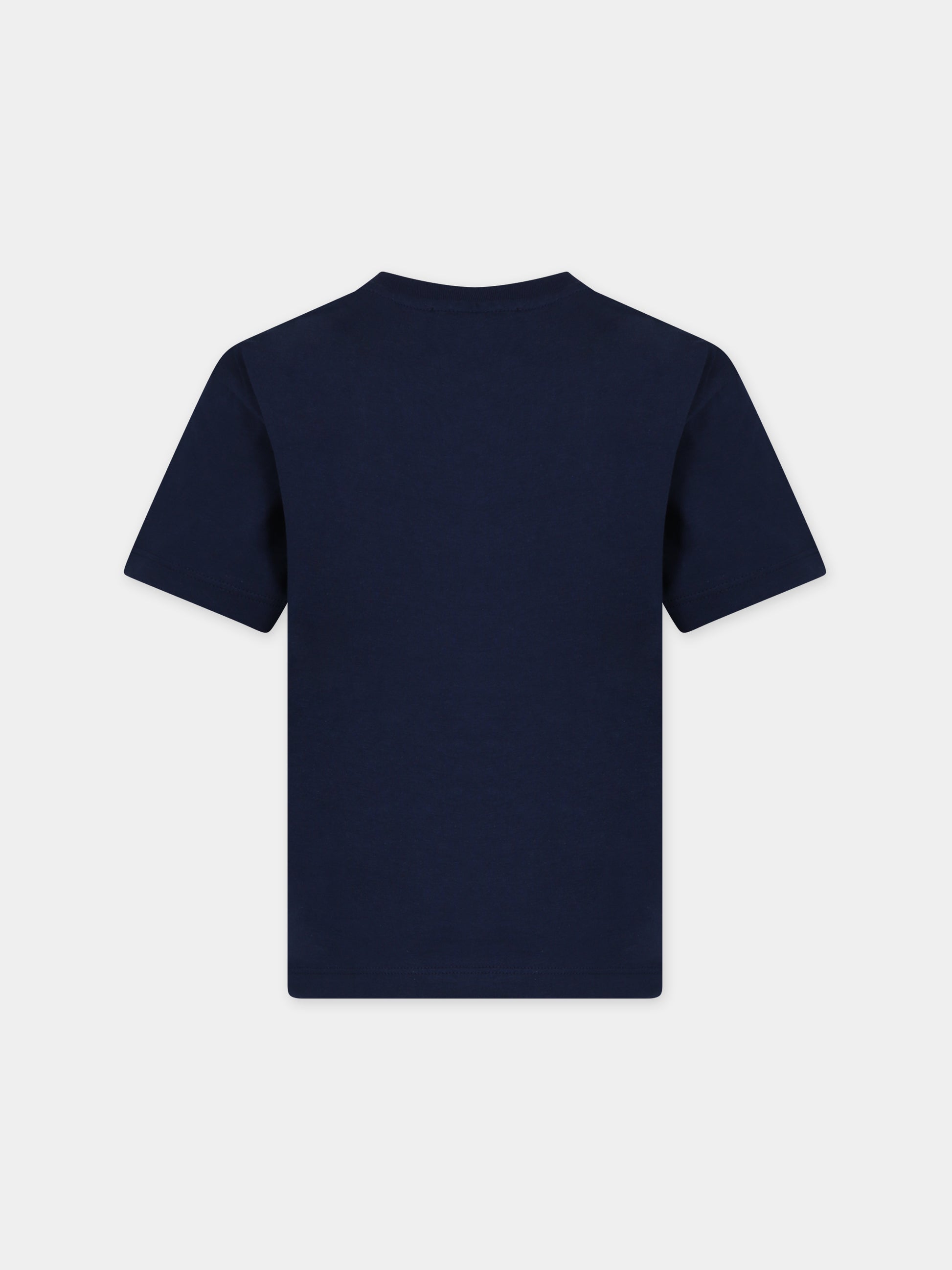 T-shirt blu per bambini con logo,Msgm Kids,S4MSJUTH011 060