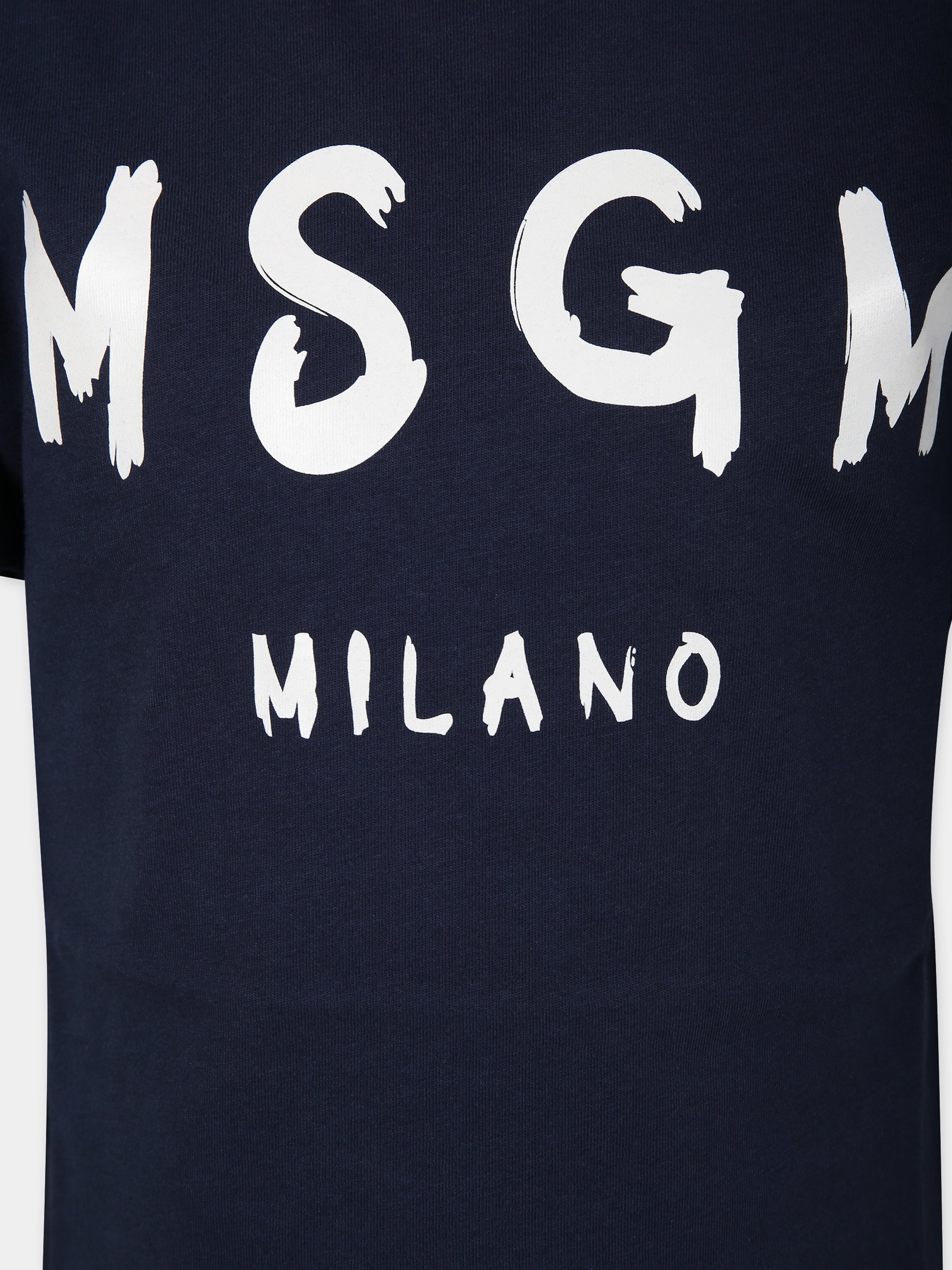 T-shirt blu per bambini con logo,Msgm Kids,S4MSJUTH011 060