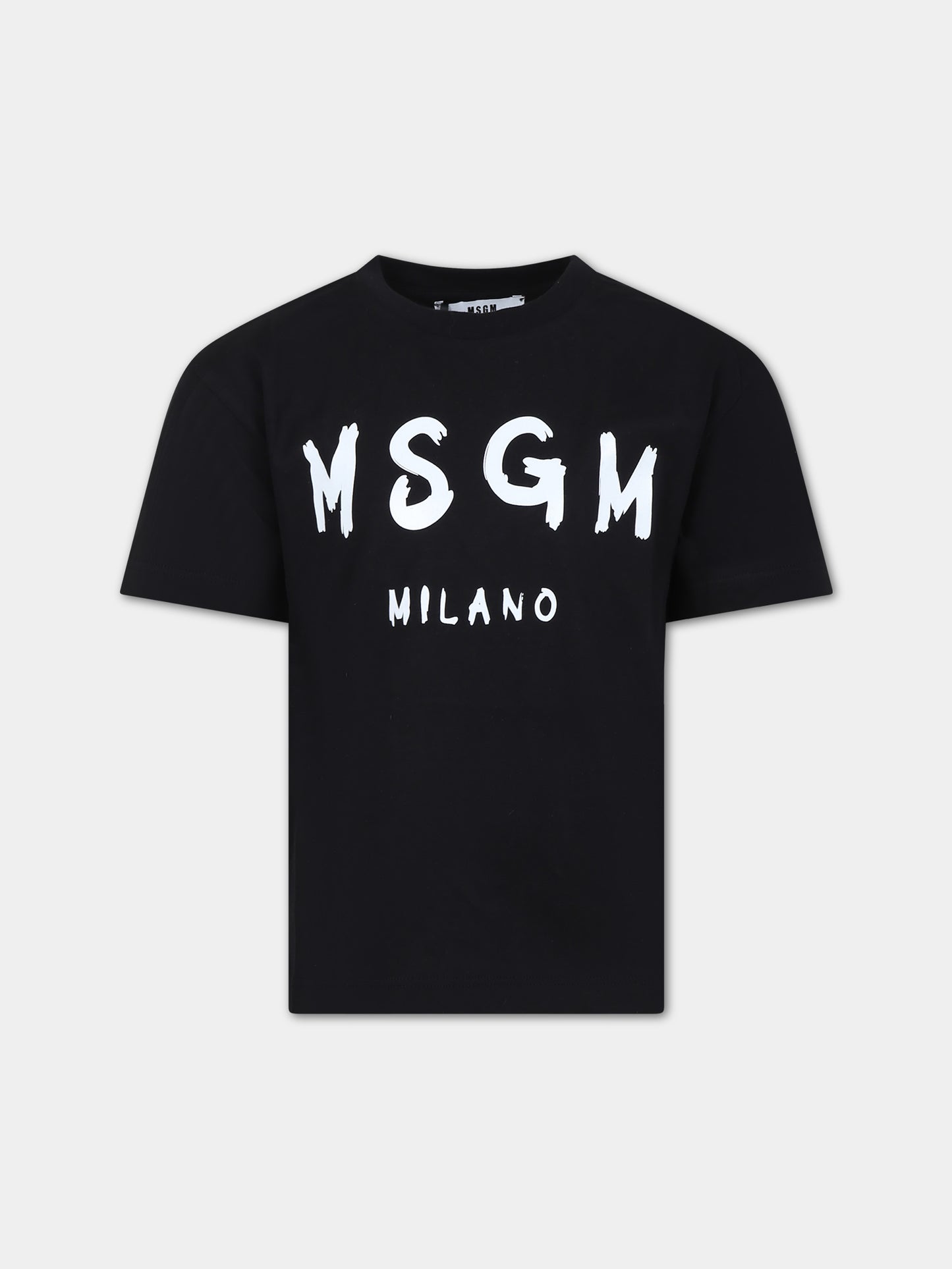 T-shirt nera per bambini con logo,Msgm Kids,S4MSJUTH011 110