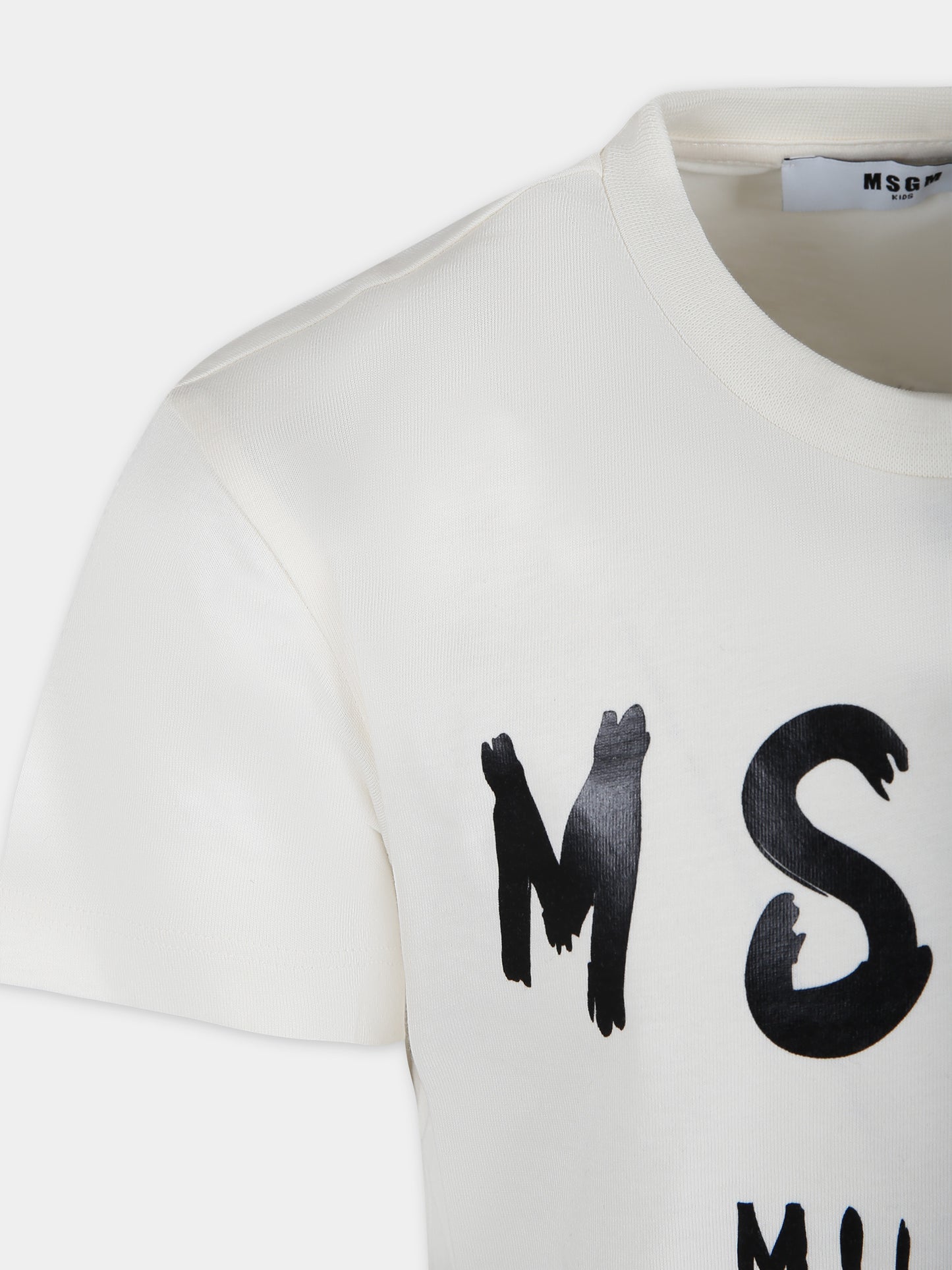 T-shirt avorio per bambini con logo,Msgm Kids,S4MSJUTH012 013