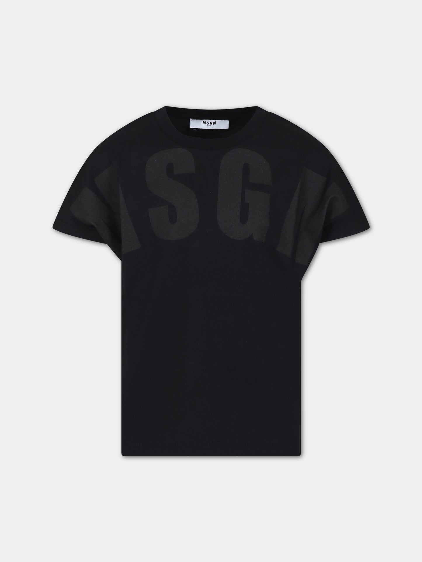 T-shirt nera per bambini con logo,Msgm Kids,S4MSJUTH006 110