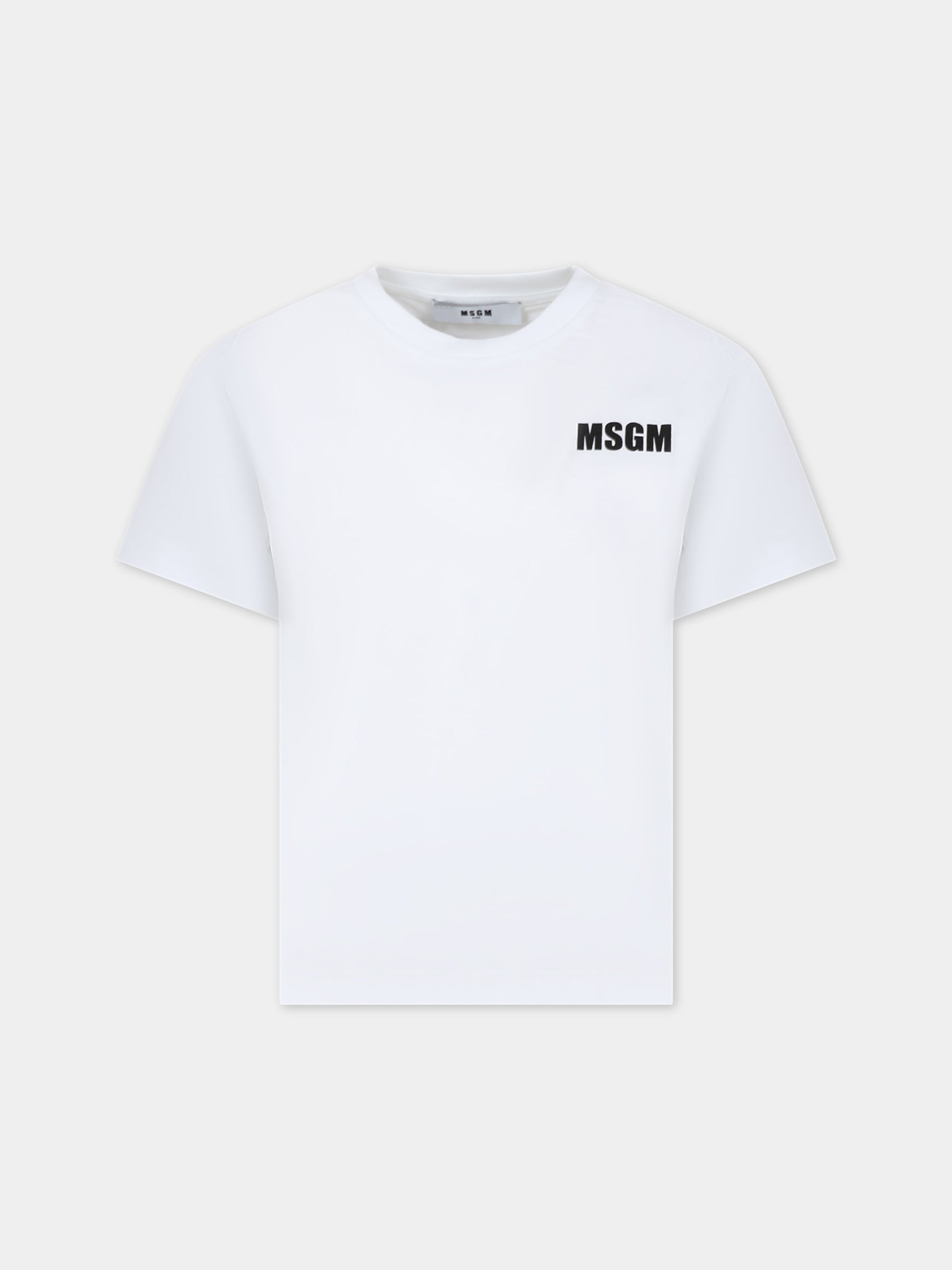 T-shirt bianca per bambini con logo,Msgm Kids,S4MSJUTH005 001