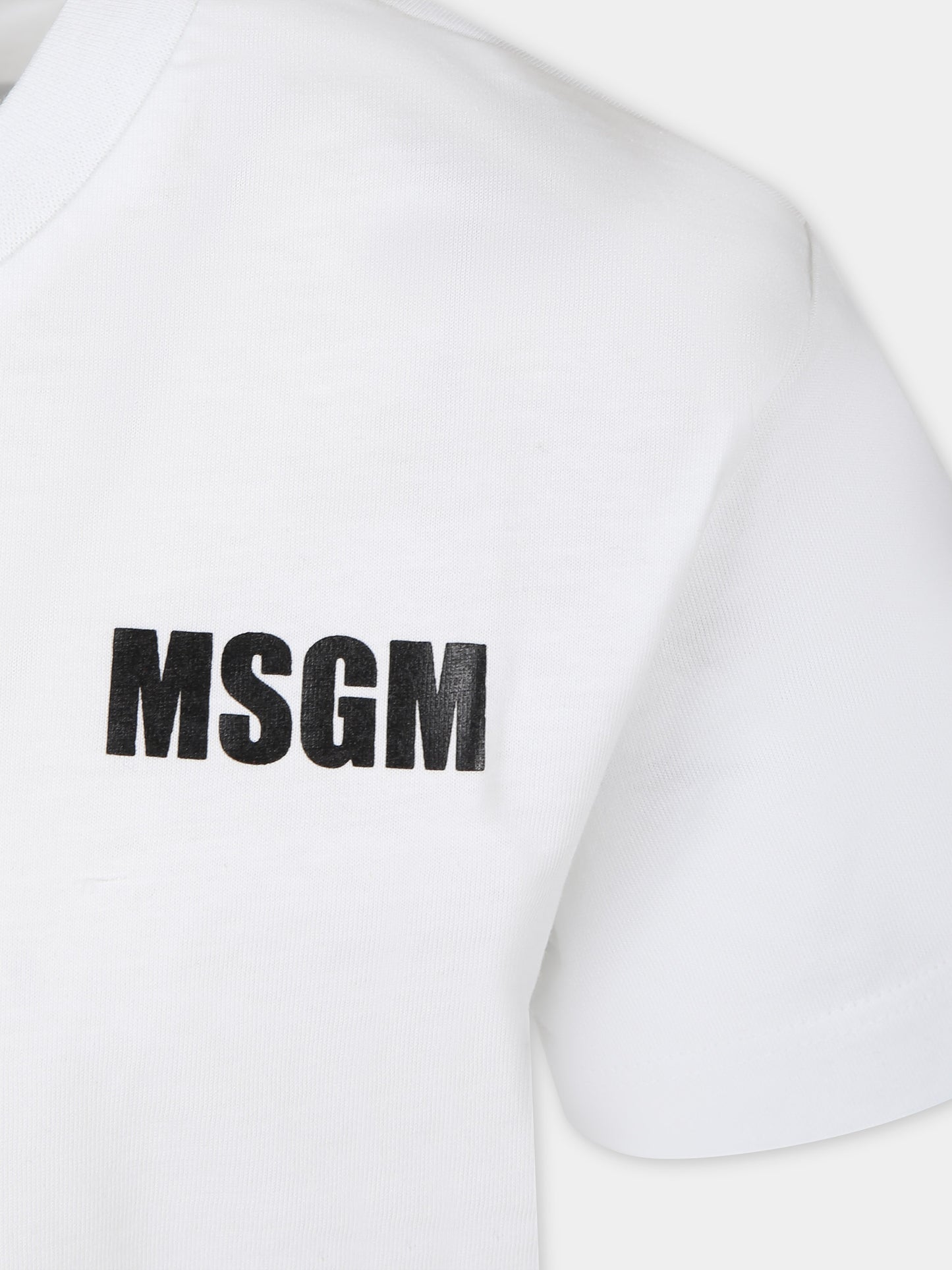 T-shirt bianca per bambini con logo,Msgm Kids,S4MSJUTH005 001