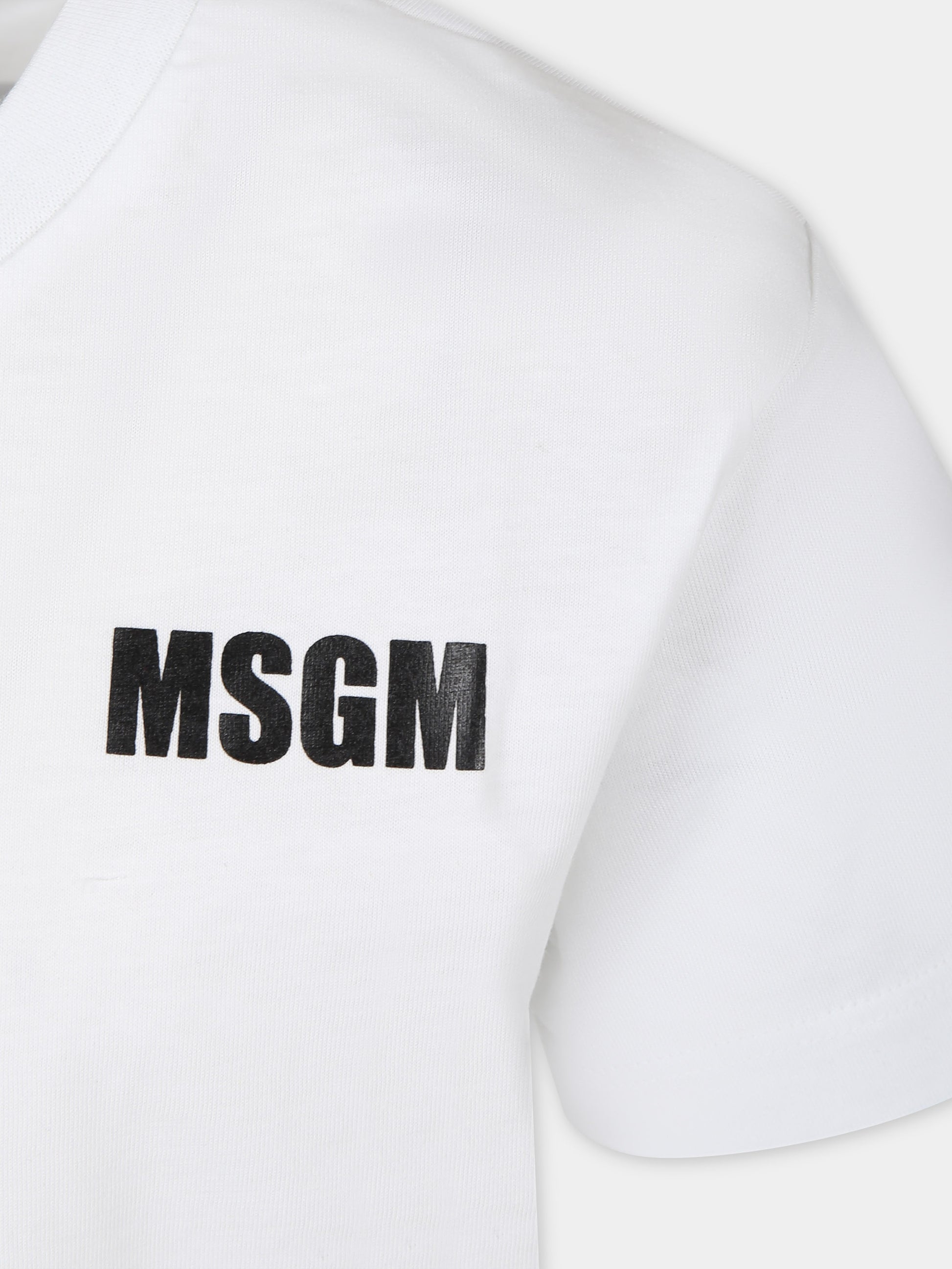 T-shirt bianca per bambini con logo,Msgm Kids,S4MSJUTH005 001