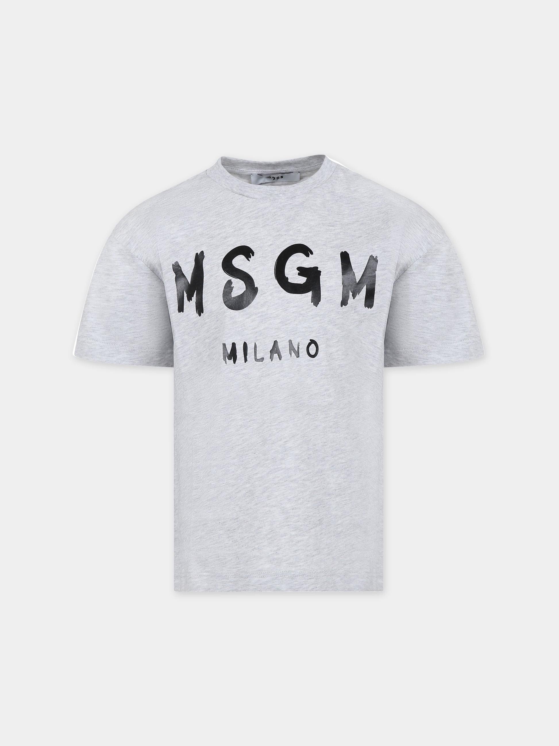 T-shirt grigia per bambini con logo,Msgm Kids,S4MSJUTH011 107