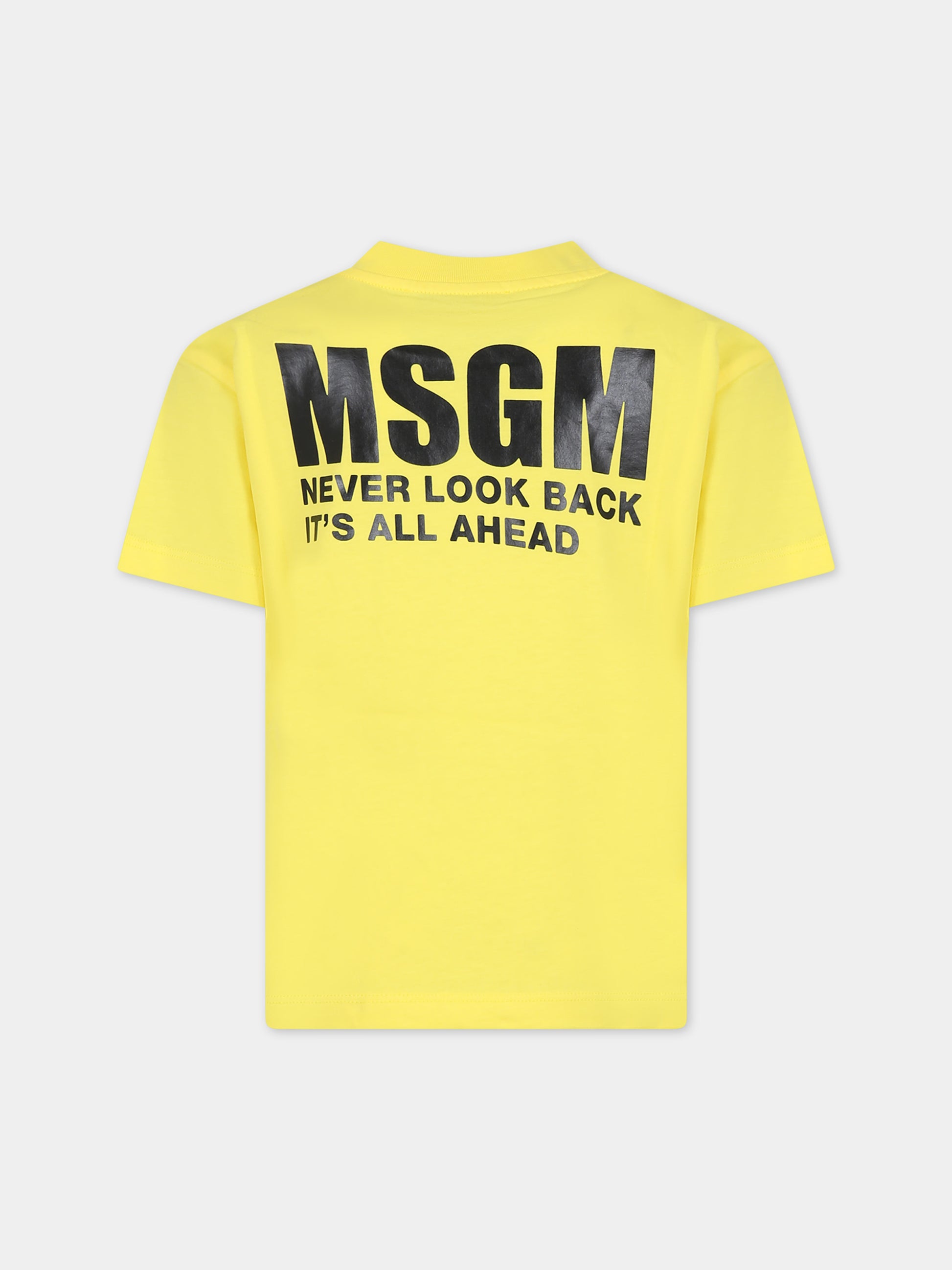 T-shirt gialla per bambini con logo,Msgm Kids,S4MSJUTH005 020